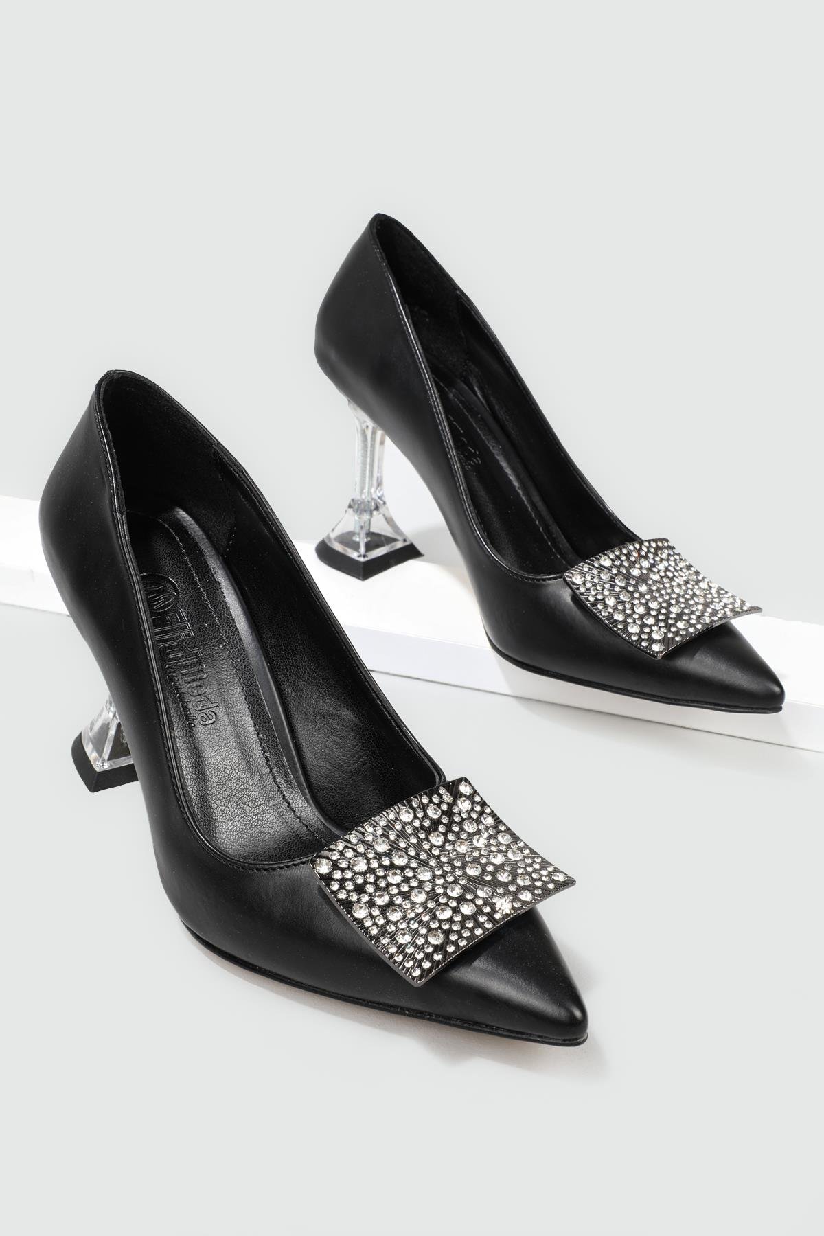 Şeffaf 9 cm Topuk Tokalı Siyah Kadın Ayakkabı EM-503 Kadın Stiletto Carla Bella MY BELLA EM-503 Kadın 22Y