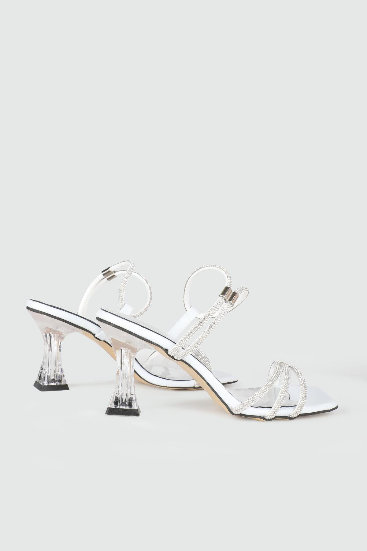 Şeffaf Topuklu Taşlı Beyaz Kadın Ayakkabı MS-SK-02 Kadın Abiye/Gece Carla Bella My Bella MS-SK-02 Kadın 25Y