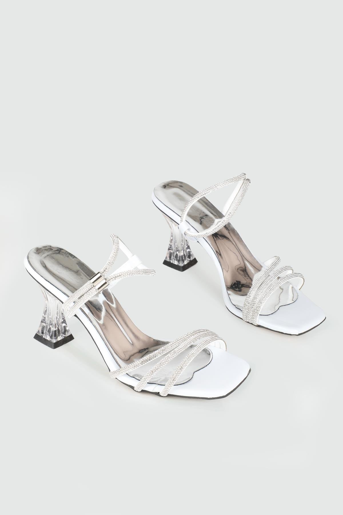 Şeffaf Topuklu Taşlı Beyaz Kadın Ayakkabı MS-SK-02 Kadın Abiye/Gece Carla Bella My Bella MS-SK-02 Kadın 25Y