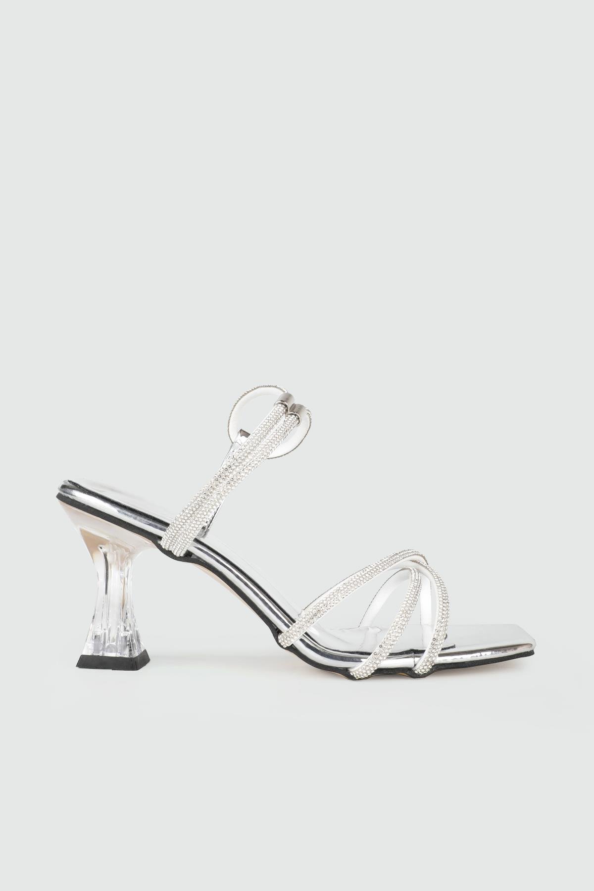 Şeffaf Topuklu Taşlı Gümüş Ayna Kadın Ayakkabı MS-SK-01 Kadın Abiye/Gece Carla Bella My Bella MS-SK-01 Kadın 25Y