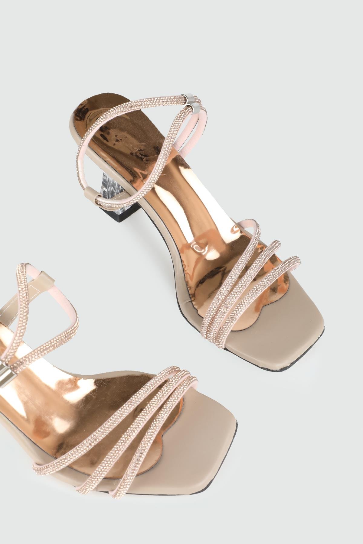 Şeffaf Topuklu Taşlı Nut Kadın Ayakkabı MS-SK-02 Kadın Abiye/Gece Carla Bella My Bella MS-SK-02 Kadın 25Y