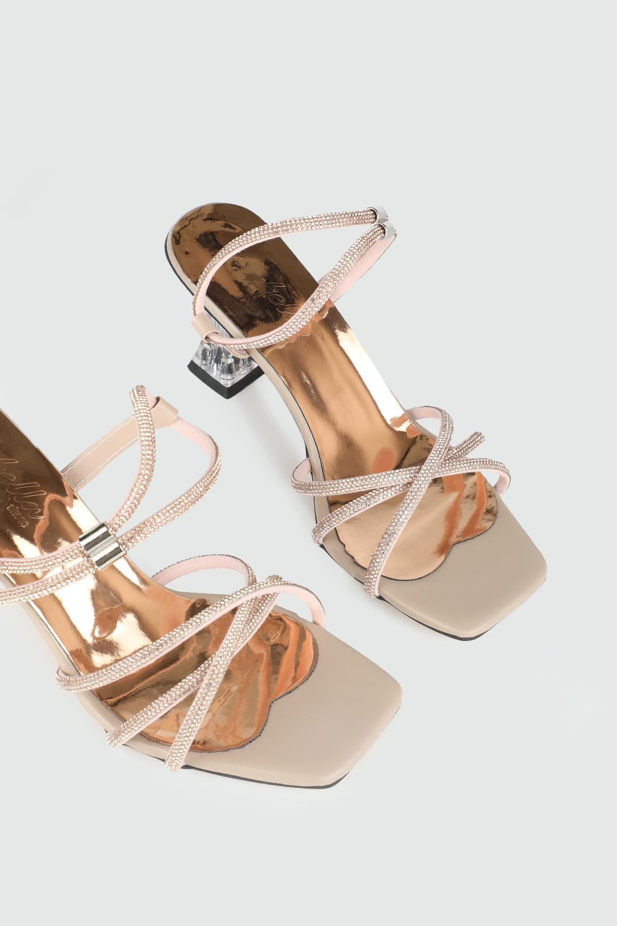 Şeffaf Topuklu Taşlı Nut Kadın Ayakkabı MS-SK-01 Kadın Abiye/Gece Carla Bella My Bella MS-SK-01 Kadın 25Y