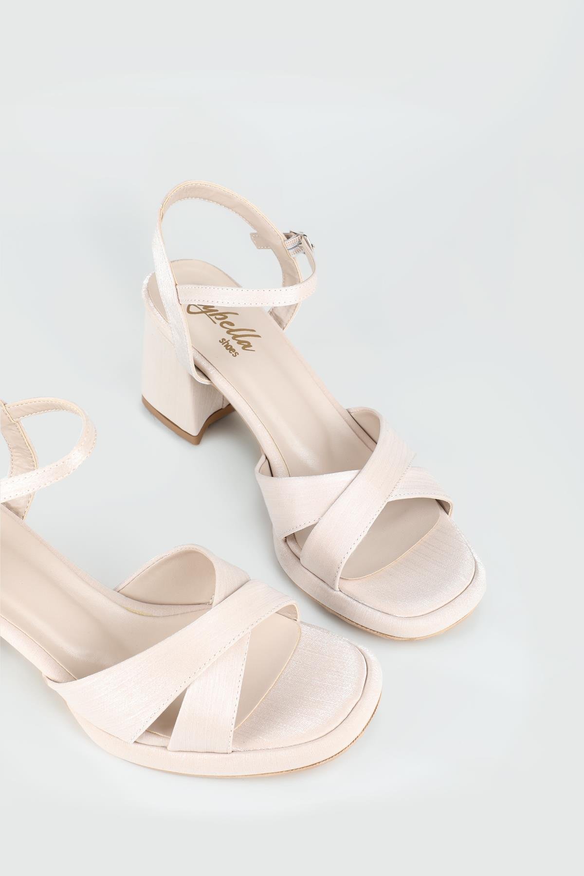 Simli Abiye Ten Saten Kadın Ayakkabı ERB-405 Kadın Yüksek Topuklu MyBella My Bella ERB-405 Kadın 25Y