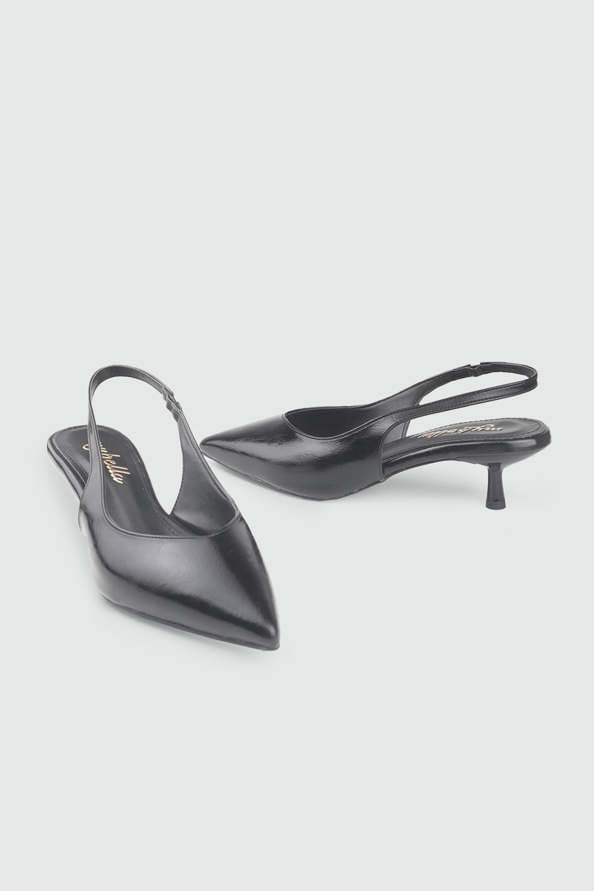 Sivri Burun Alçak Topuklu Siyah Rustik Stiletto My Bella HM-308 Kadın Alçak Topuklu MyBella My Bella HM-308 Kadın 26Y