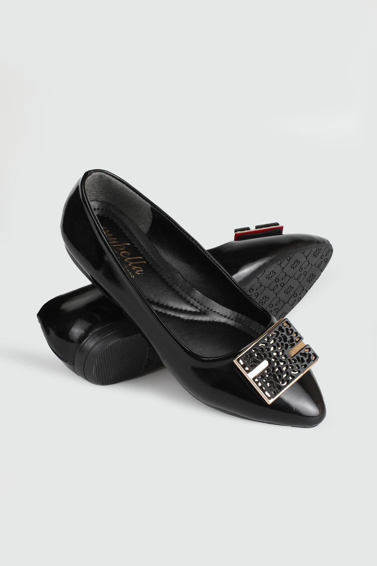 Sivri Burun Arkası Açık Fiyonklu Siyah Rugan Kadın Ayakkabı ŞM-225 Kadın Babet Carla Bella My Bella ŞM-1032 Kadın 25Y