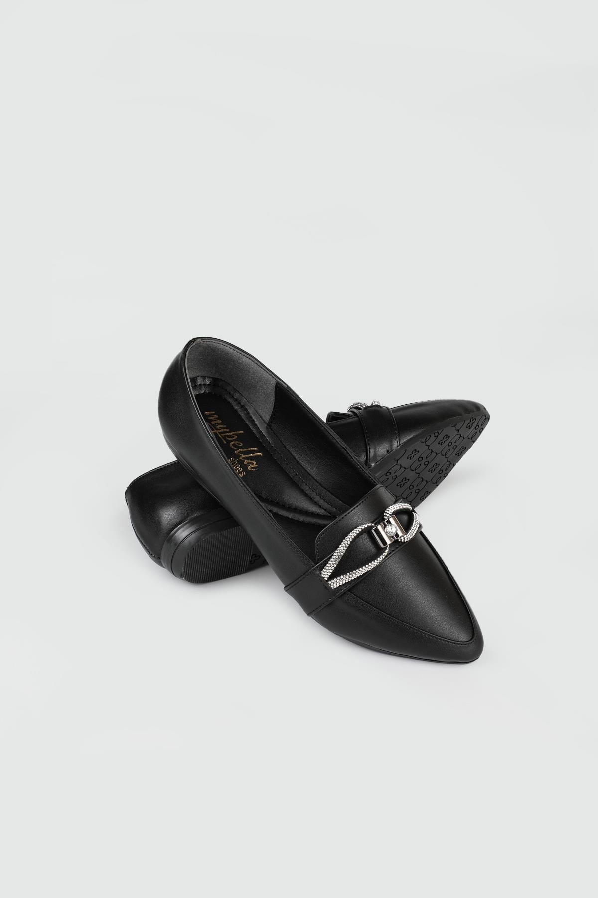 Sivri Burun Arkası Açık Fiyonklu Siyah Kadın Ayakkabı ŞM-2010 Kadın Babet Carla Bella My Bella ŞM-2010 Kadın 25Y