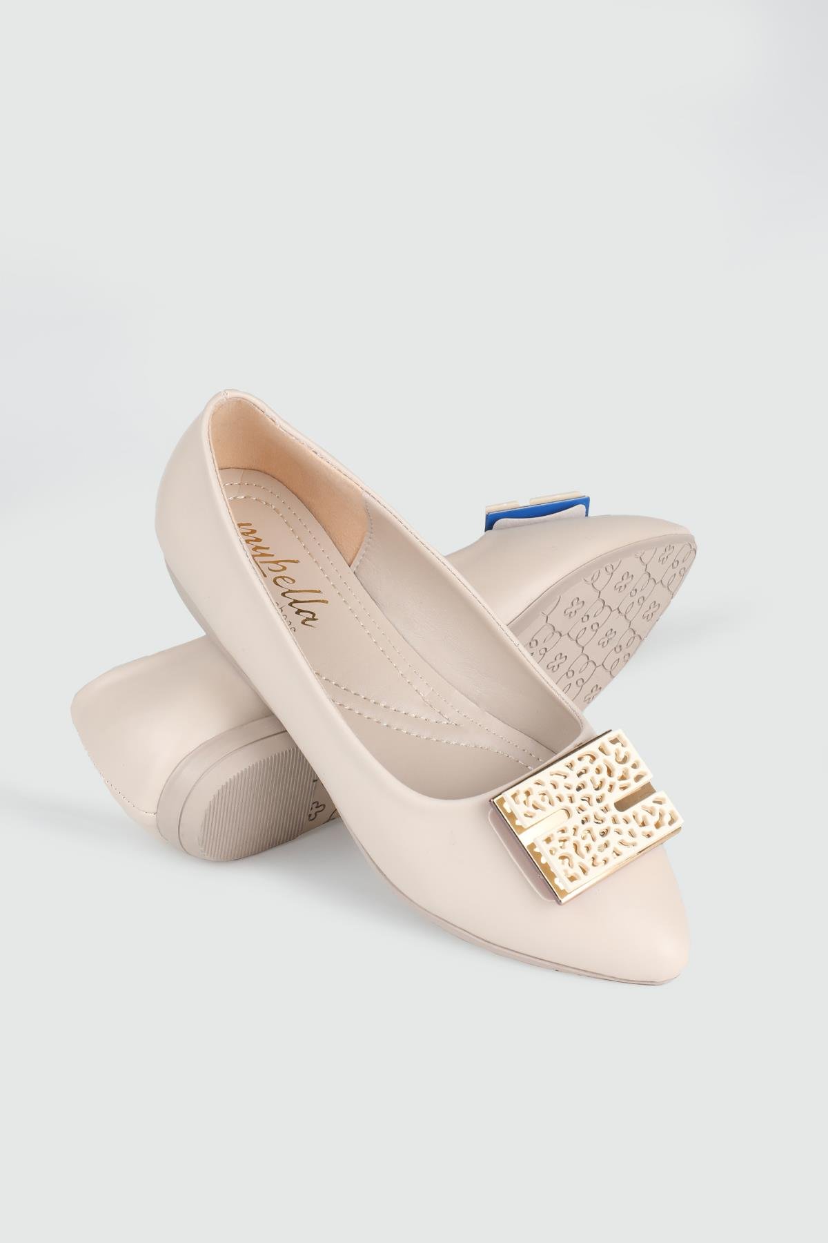 Sivri Burun Arkası Açık Fiyonklu Ten Kadın Ayakkabı ŞM-225 Kadın Babet Carla Bella My Bella ŞM-1032 Kadın 25Y