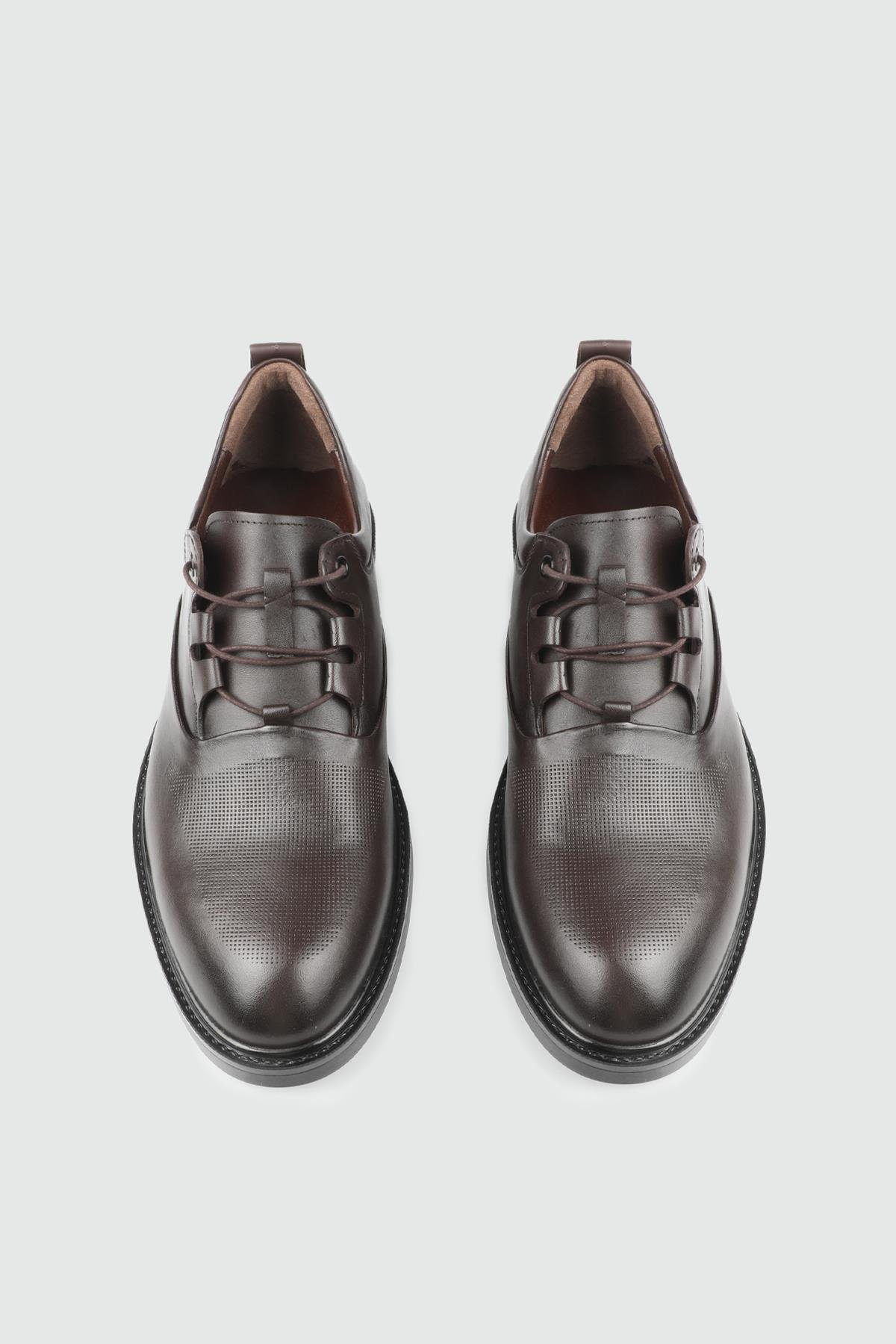 Sivri Burun Rahat Kahverengi Bağcıklı Rahat Deri Ayakkabı 415 Erkek Günlük Ayakkabı FERMEND FERMEND 25K 415 MER DERİ