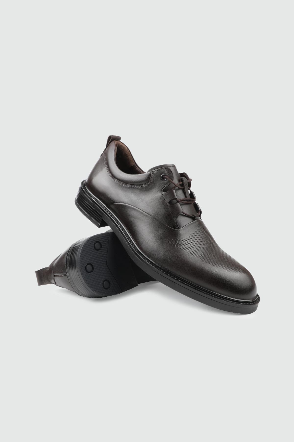 Sivri Burun Rahat Kahverengi Bağcıklı Rahat Deri Ayakkabı 415 Erkek Günlük Ayakkabı FERMEND FERMEND 25K 415 MER DERİ