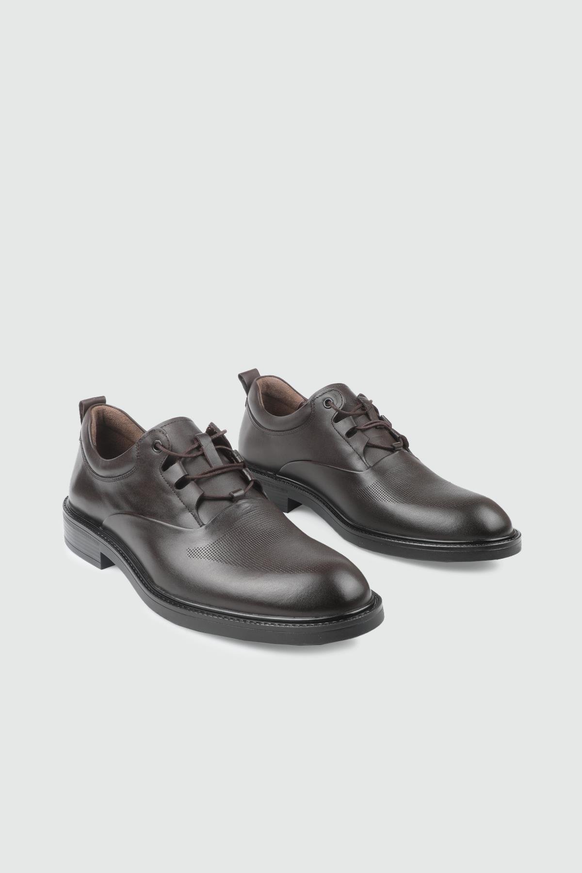 Sivri Burun Rahat Kahverengi Bağcıklı Rahat Deri Ayakkabı 415 Erkek Günlük Ayakkabı FERMEND FERMEND 25K 415 MER DERİ