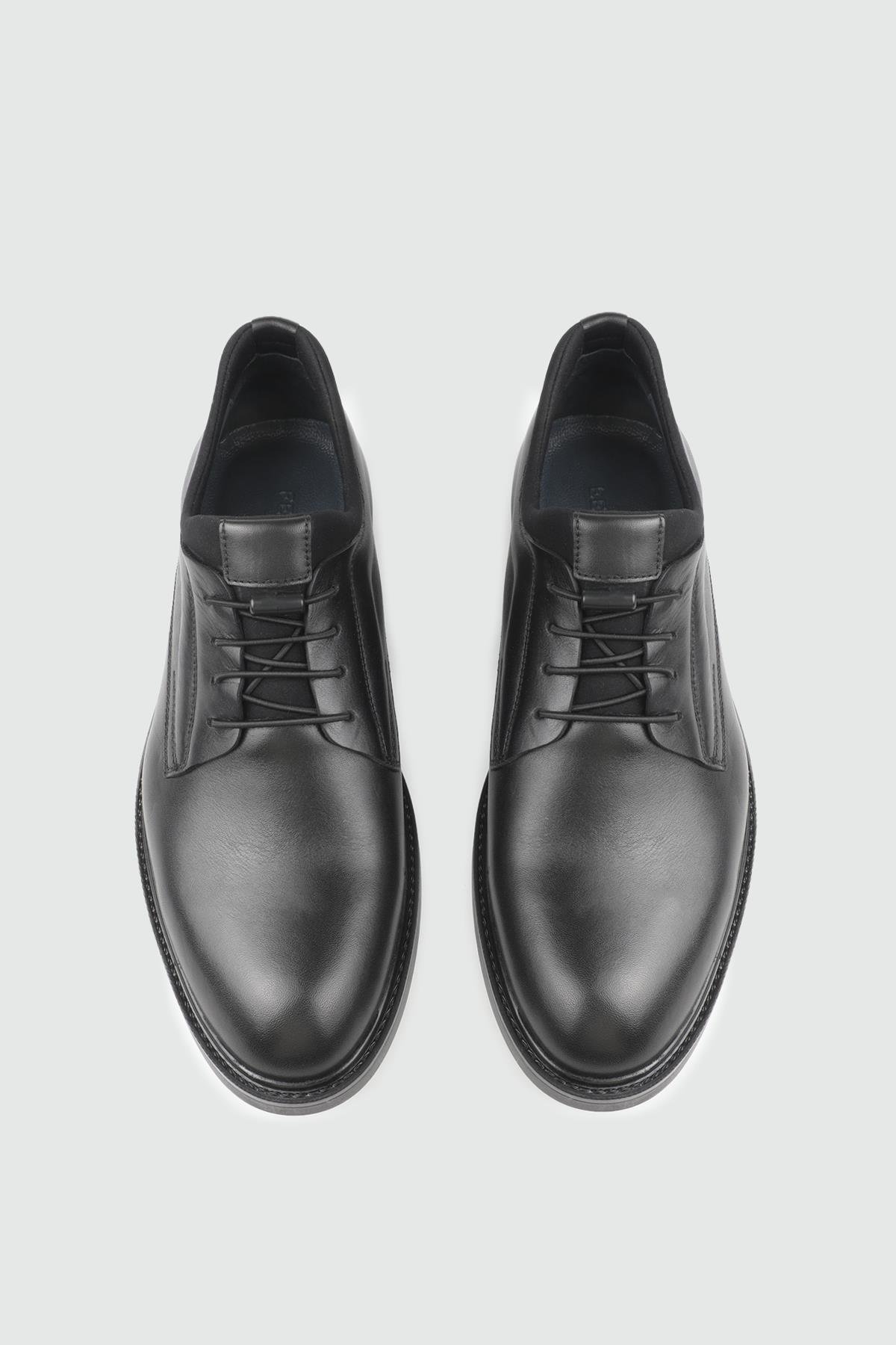 Sivri Burun Rahat Siyah Fermuarlı Deri Ayakkabı 413 Erkek Günlük Ayakkabı FERMEND FERMEND 25K 413 MER DERİ