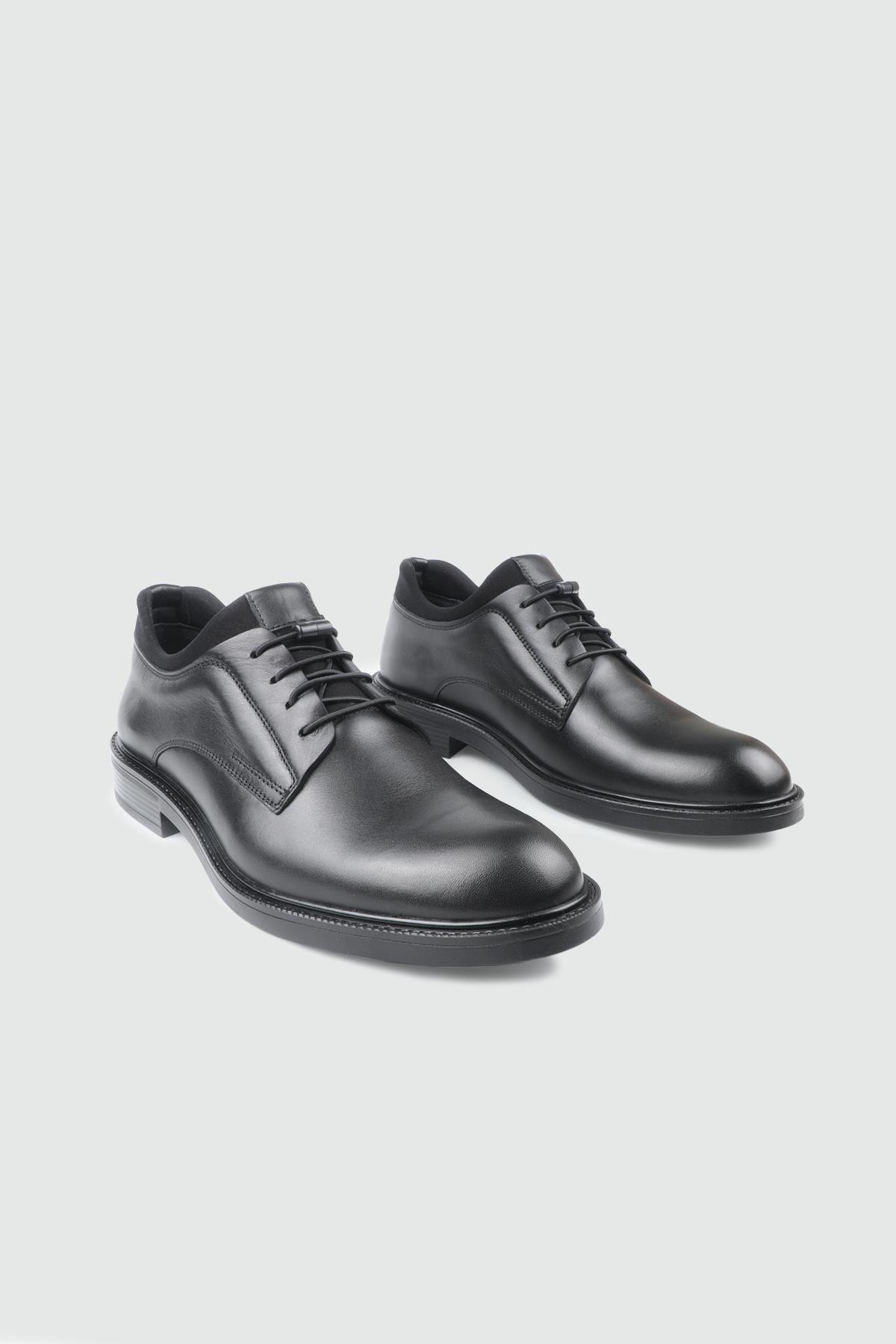 Sivri Burun Rahat Siyah Fermuarlı Deri Ayakkabı 413 Erkek Günlük Ayakkabı FERMEND FERMEND 25K 413 MER DERİ