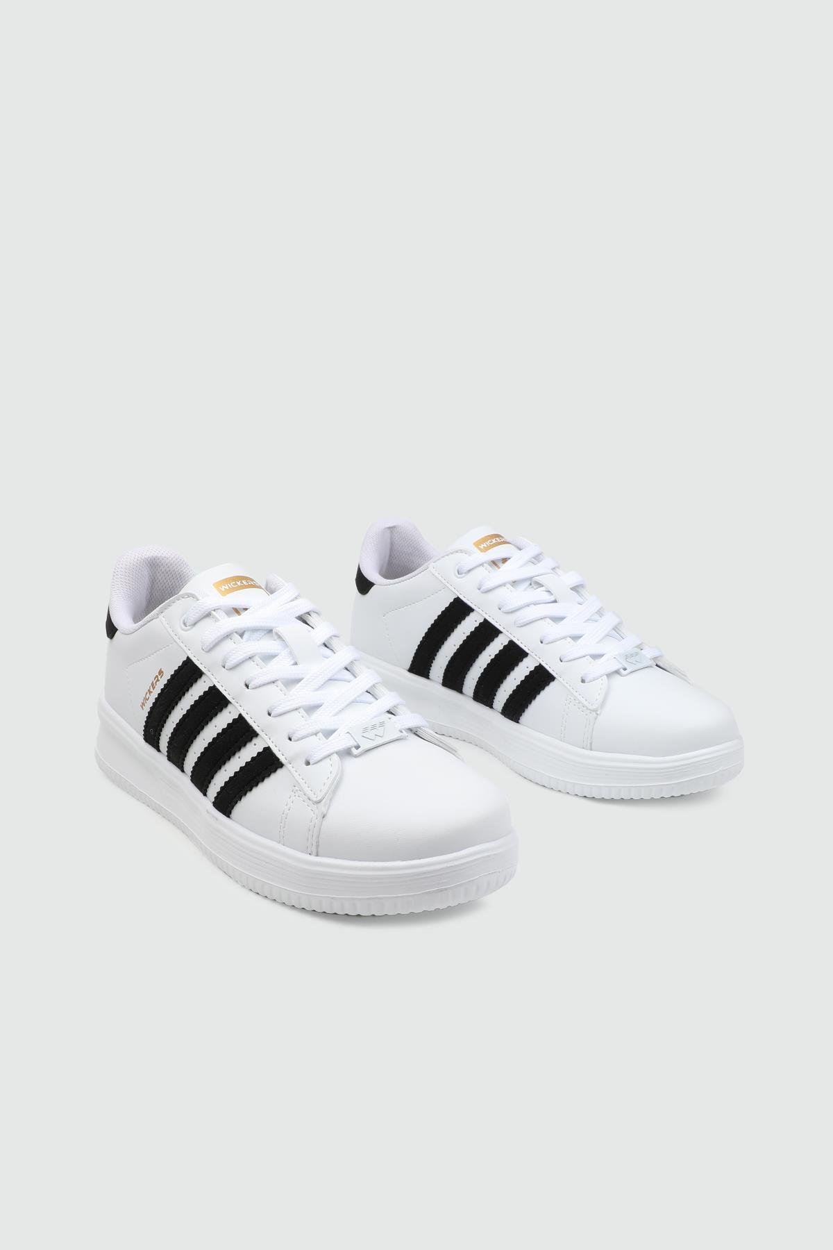 Sneakers Beyaz Siyah Unisex Spor Ayakkabı 2555 Unisex Günlük Spor Ayakkabı Wickers WİCKERS 25k 2555 UNİSEX