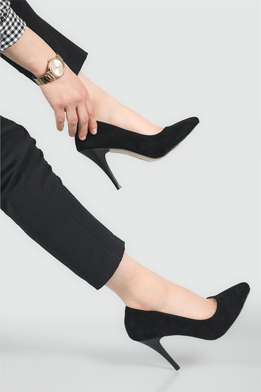Stiletto Yüksek Topuklu Siyah Süet Kadın Ayakkabı Sitare 09 Kadın Yüksek Topuklu Carla Bella C BELLA SR-09-1 Kadın Stiletto