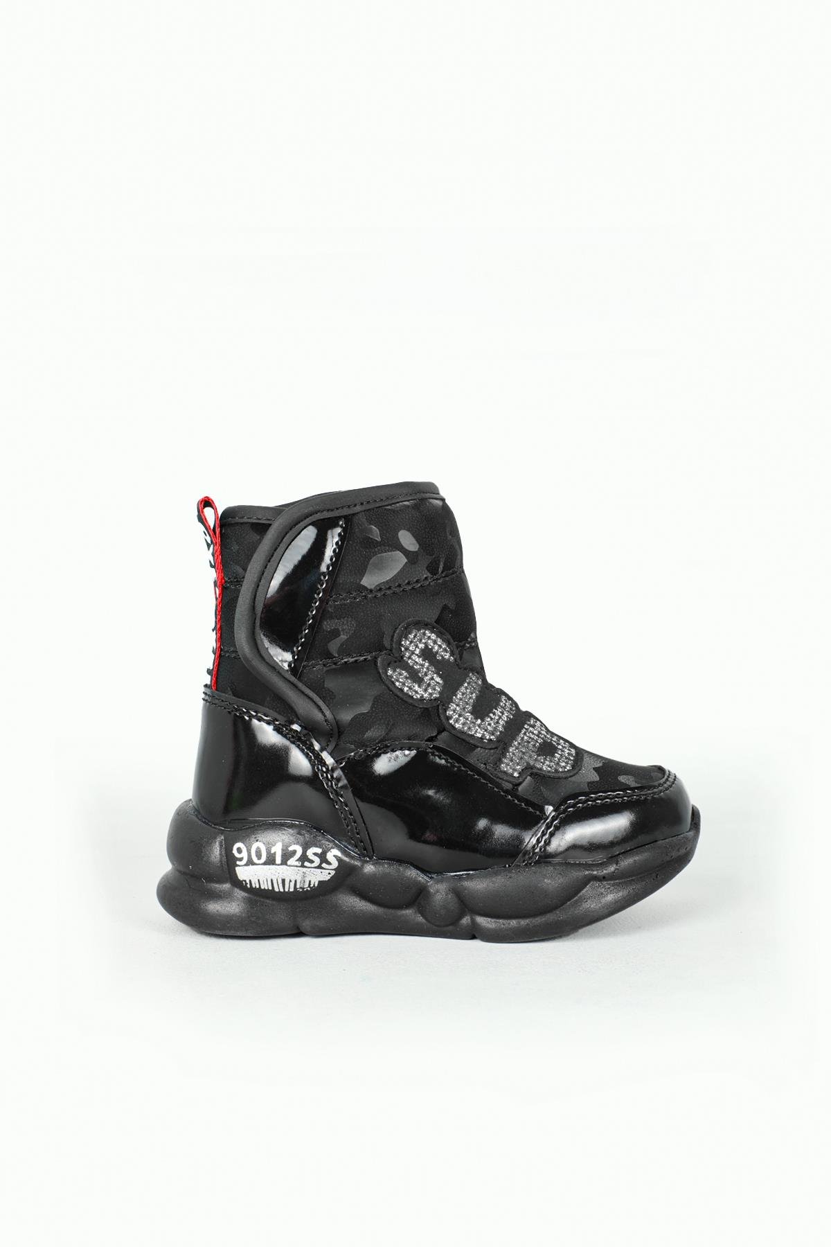 Su Geçirmez Kar Siyah Çocuk Bot 7600 Çocuk Yağmur ve Kar Botu Twingo Twingo 7600 Kürklü bot