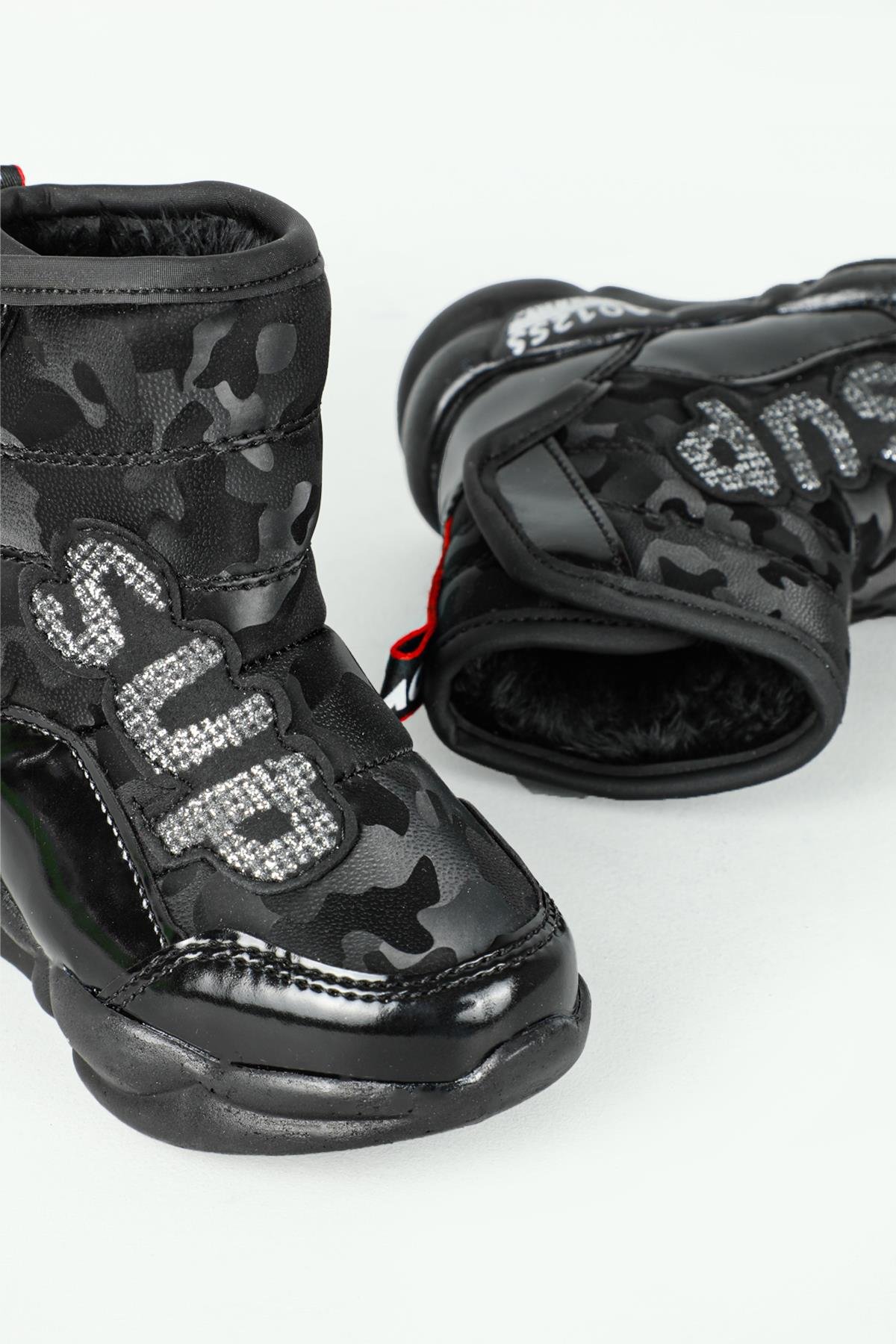 Su Geçirmez Kar Siyah Çocuk Bot 7600 Çocuk Yağmur ve Kar Botu Twingo Twingo 7600 Kürklü bot