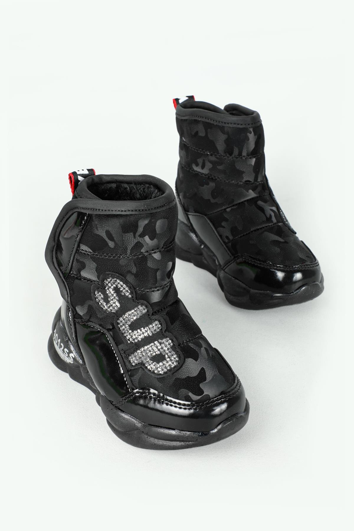 Su Geçirmez Kar Siyah Çocuk Bot 7600 Çocuk Yağmur ve Kar Botu Twingo Twingo 7600 Kürklü bot