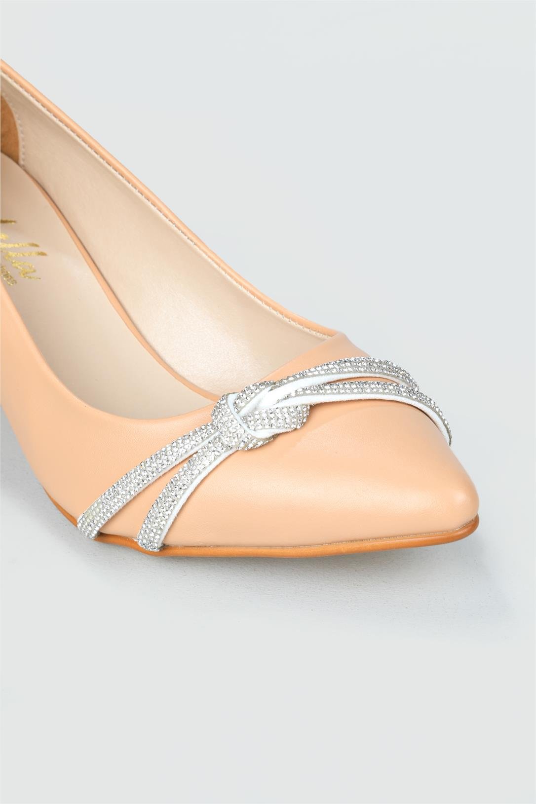 Taşlı 5 Cm Topuklu Günlük Nut Kadın Ayakkabı KD-618-1 Kadın Alçak Topuklu Carla Bella My Bella KD-617-1 Stiletto