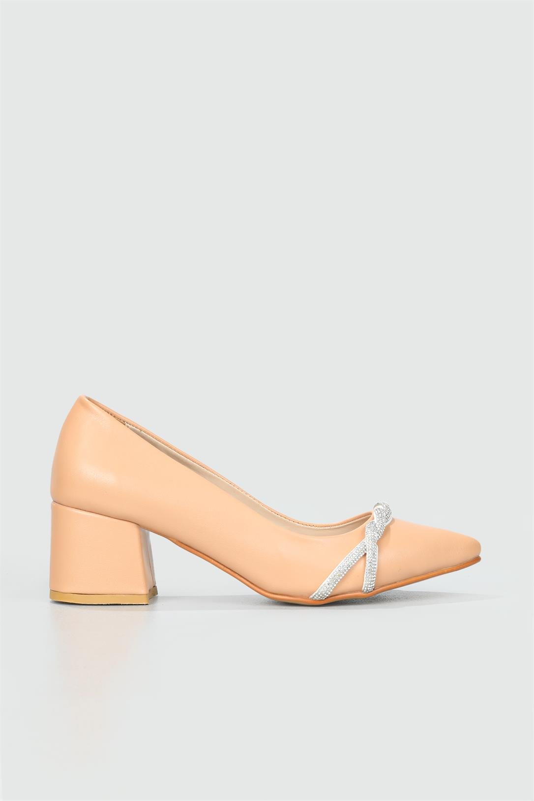 Taşlı 5 Cm Topuklu Günlük Nut Kadın Ayakkabı KD-618-1 Kadın Yüksek Topuklu Carla Bella My Bella KD-618-1 Stiletto