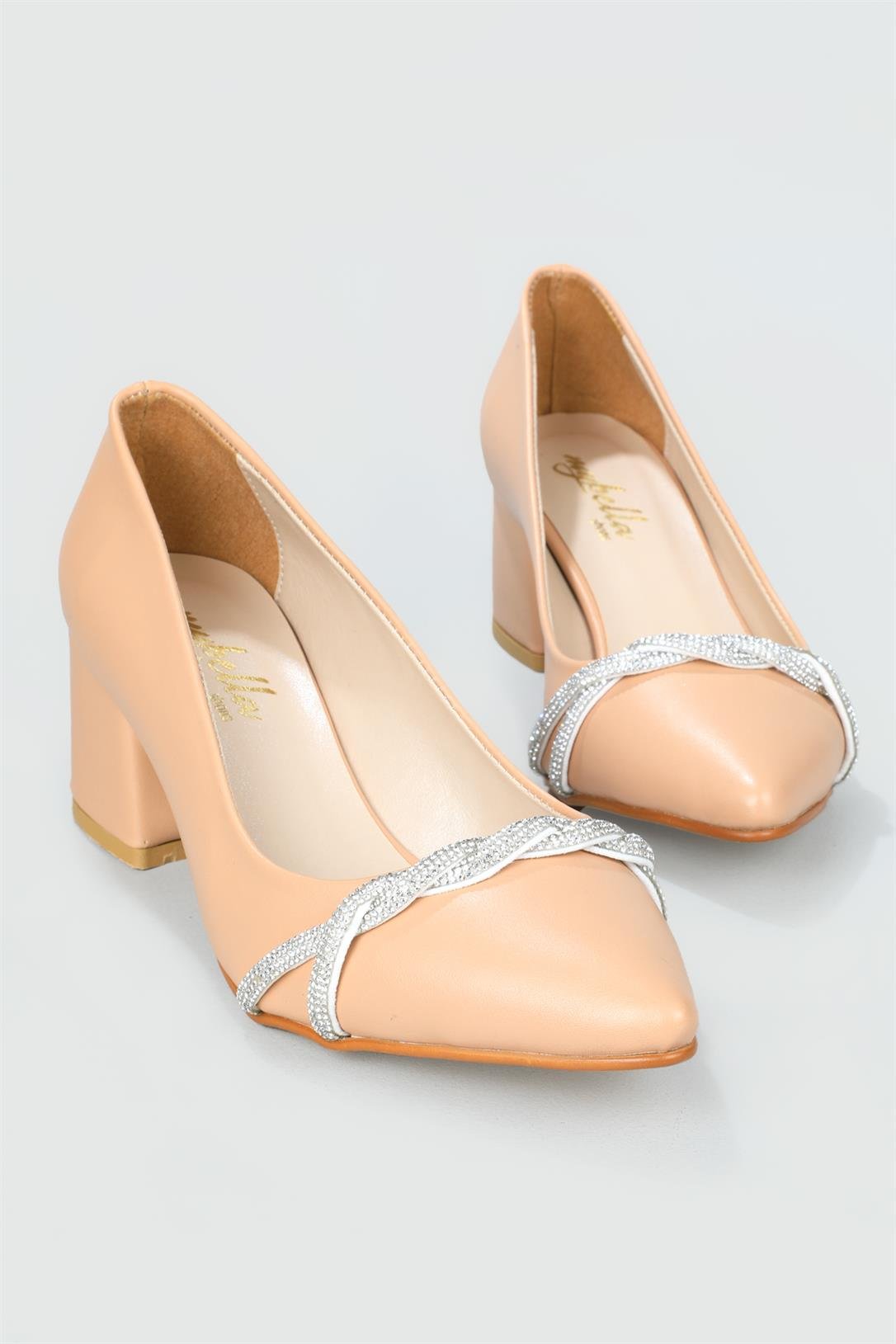 Taşlı 5 Cm Topuklu Günlük Nut Kadın Ayakkabı KD-618-1 Kadın Yüksek Topuklu Carla Bella My Bella KD-618-1 Stiletto