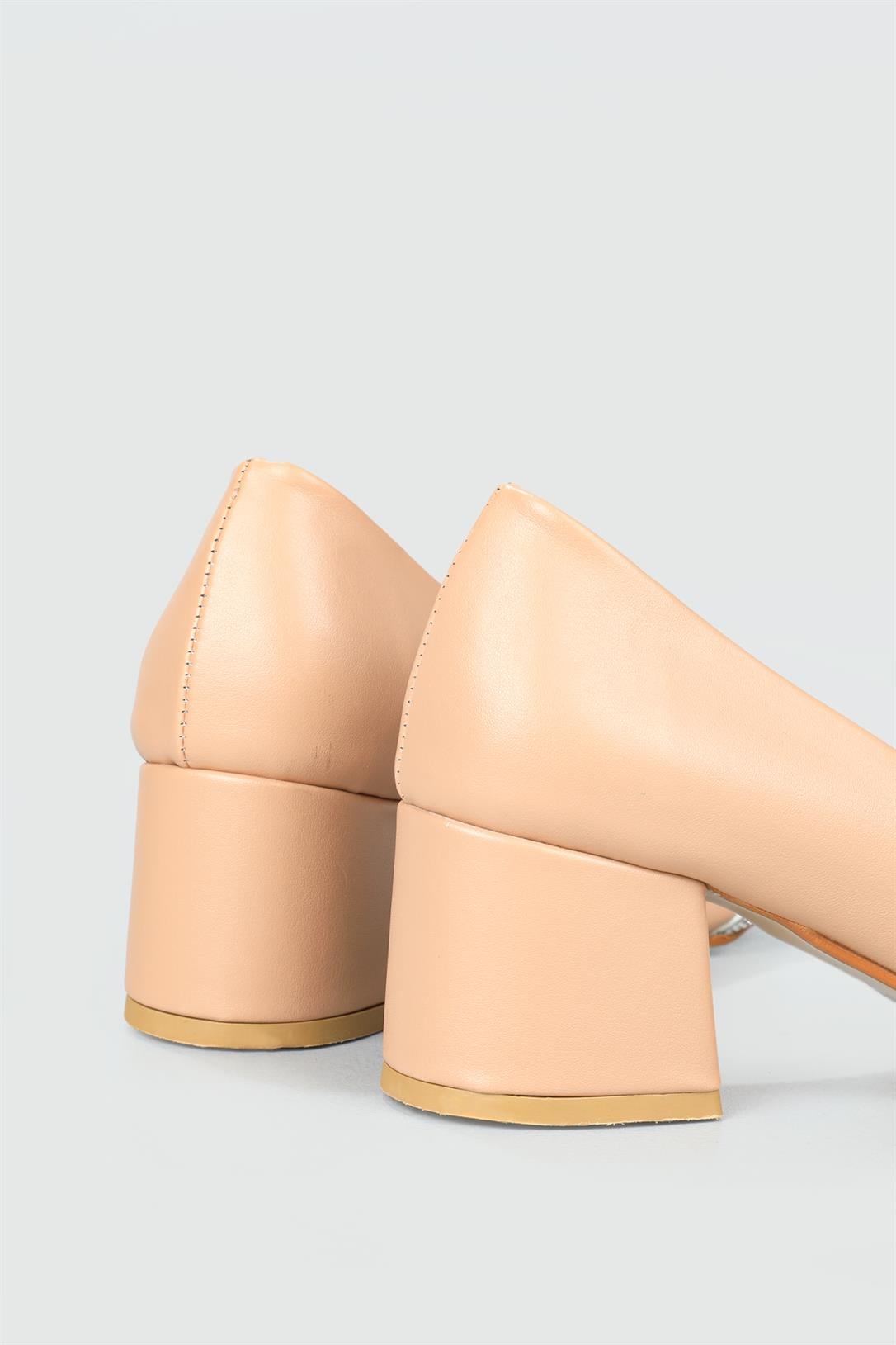 Taşlı 5 Cm Topuklu Günlük Nut Kadın Ayakkabı KD-618-1 Kadın Yüksek Topuklu Carla Bella My Bella KD-618-1 Stiletto