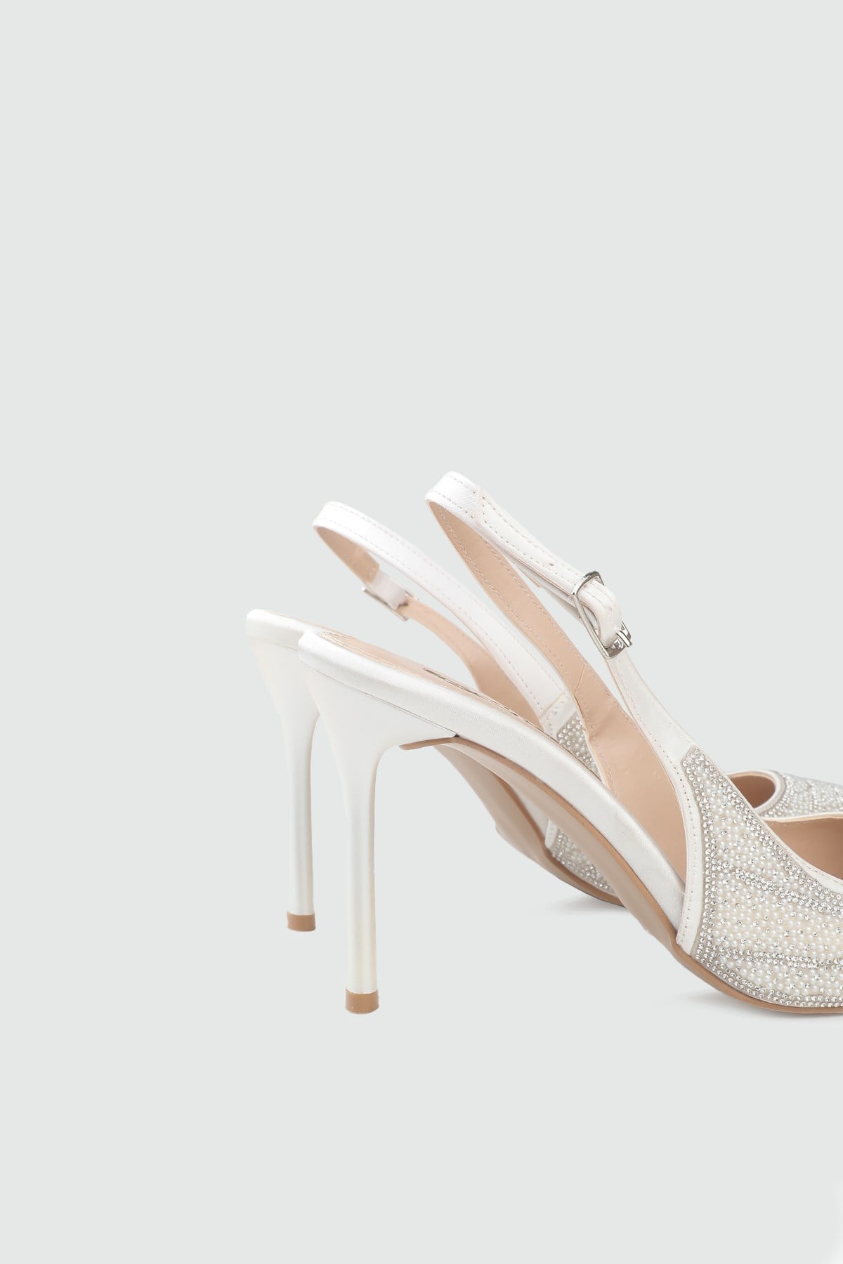 Taşlı Abiye Stiletto Beyaz Kadın Ayakkabı My Bella HM-1322 Kadın Yüksek Topuklu MyBella My Bella HM-1322 Kadın 26Y