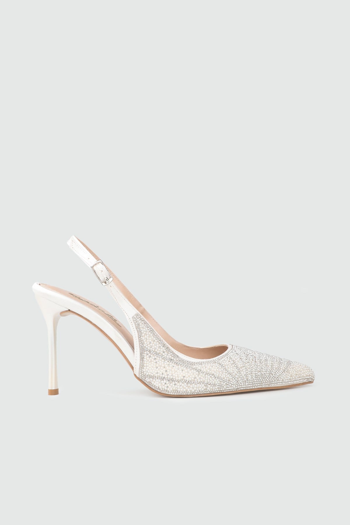 Taşlı Abiye Stiletto Beyaz Kadın Ayakkabı My Bella HM-1322 Kadın Yüksek Topuklu MyBella My Bella HM-1322 Kadın 26Y