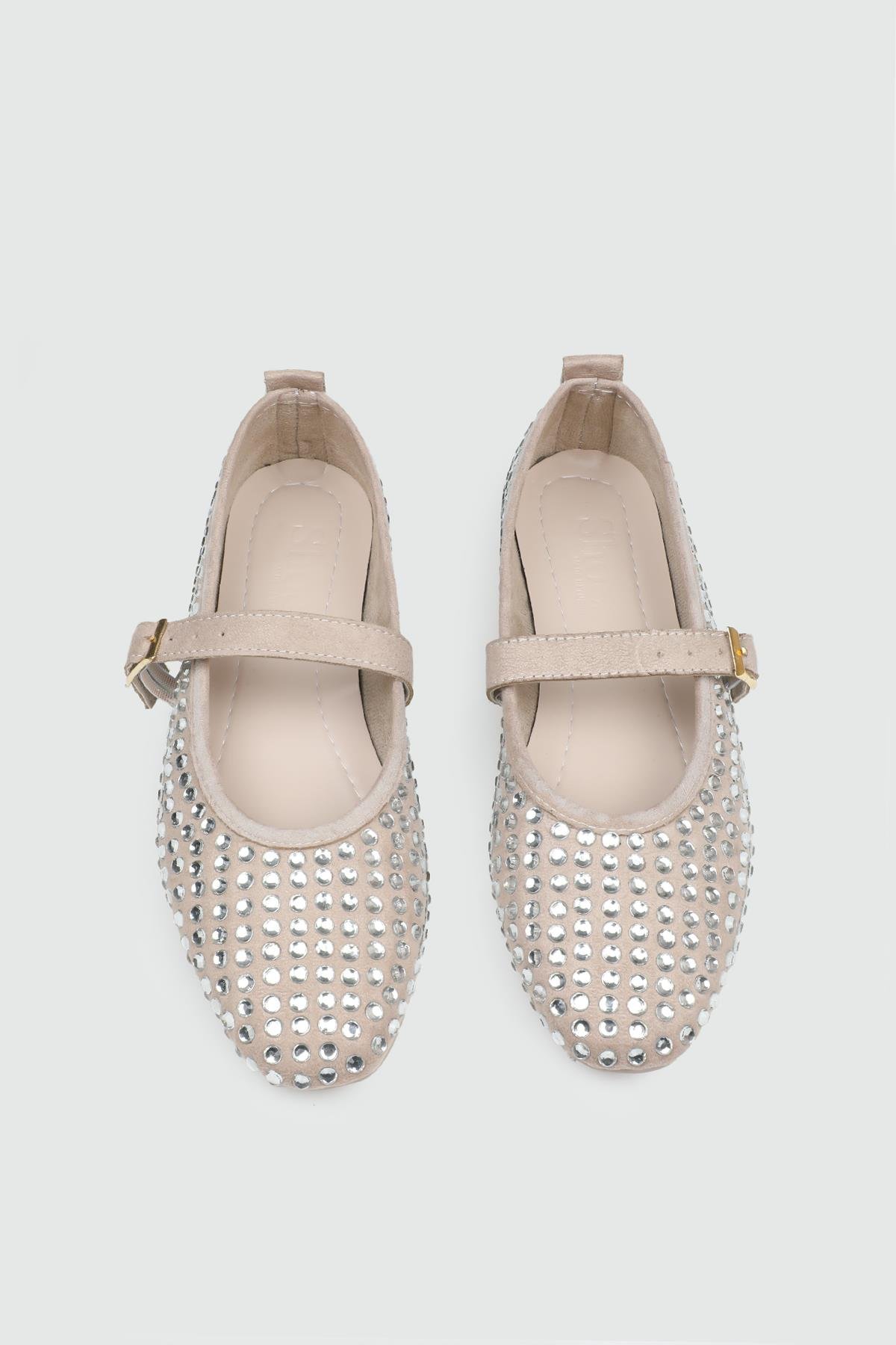 Taşlı Babet Bej Gümüş Taşlı Kadın Babet HS-167 Kadın Babet MyBella My Bella HS-167  Kadın 25Y