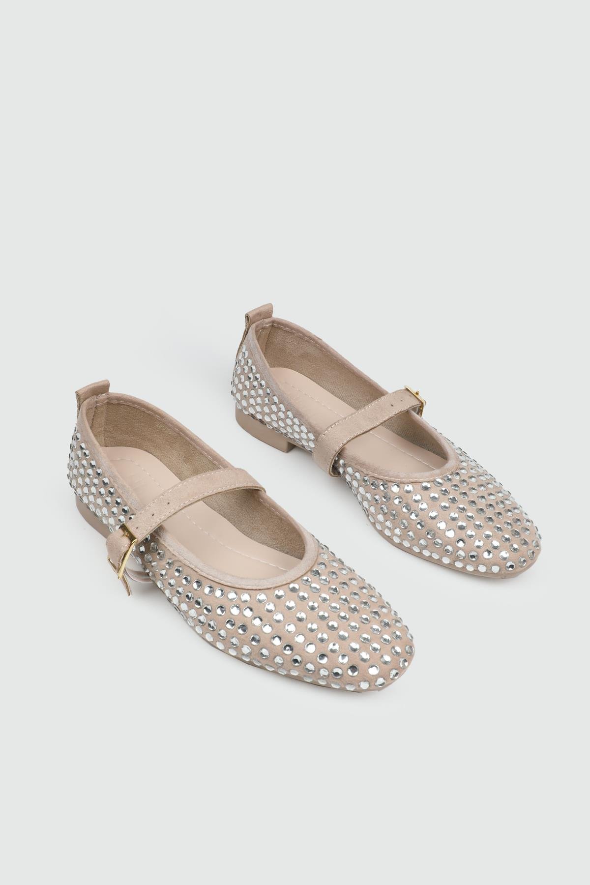 Taşlı Babet Bej Gümüş Taşlı Kadın Babet HS-167 Kadın Babet MyBella My Bella HS-167  Kadın 25Y