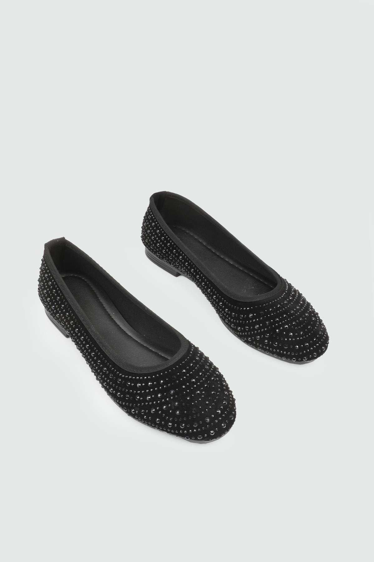 Taşlı Babet Siyah Kadın Ayakkabı SDY-116-038 Kadın Babet MyBella My Bella SDY-116-038 Kadın 25Y