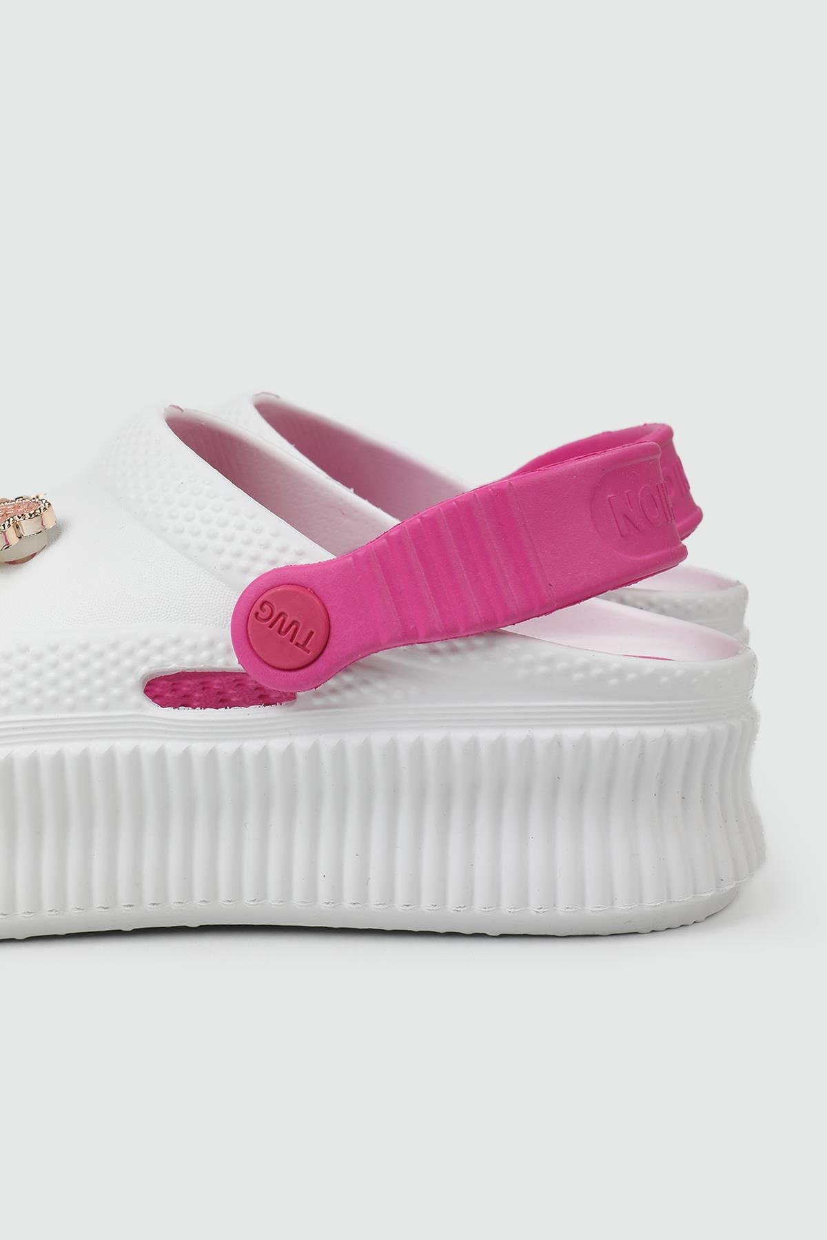 Taşlı Beyaz Kadın Terlik TW312 Kadın Günlük Terlik Twingo TWİNGO 312 Taşlı 24Y