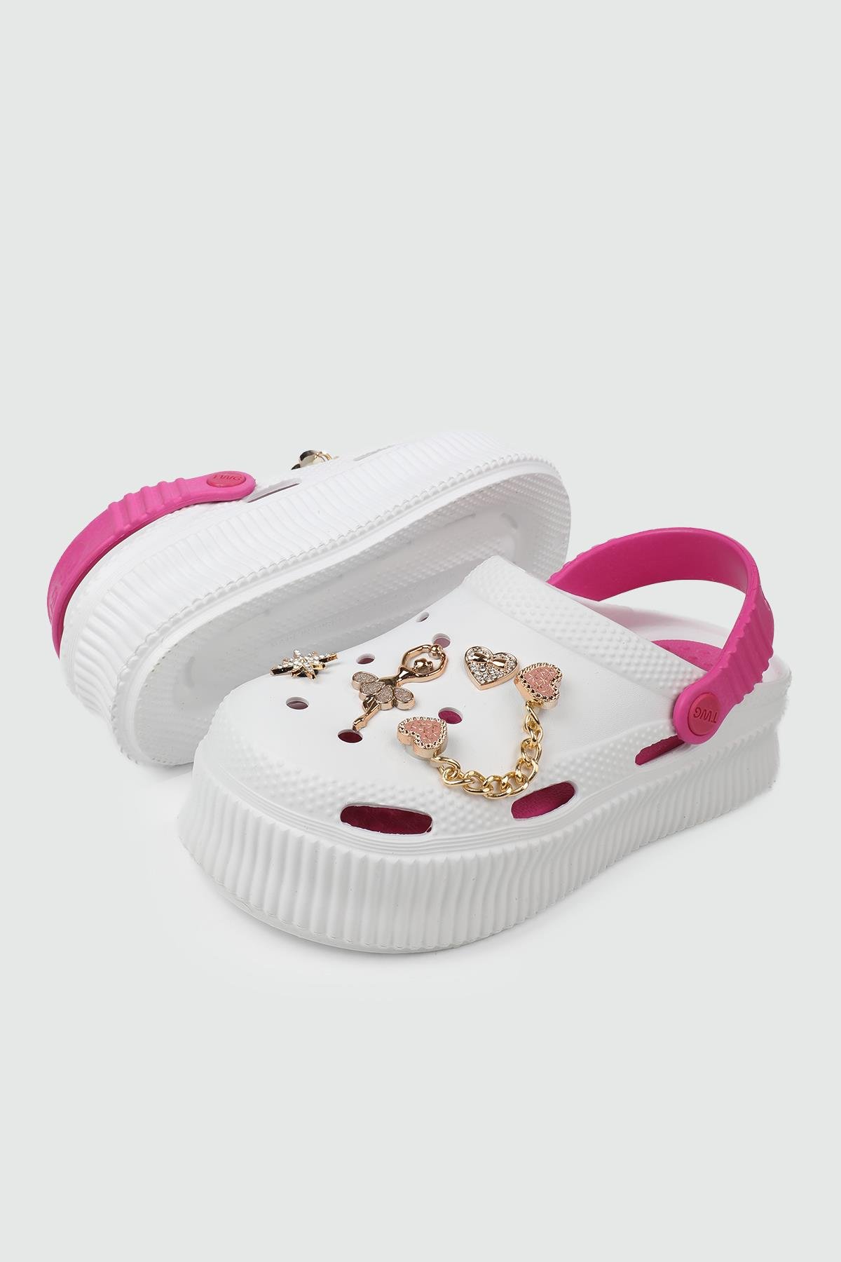 Taşlı Beyaz Kadın Terlik TW312 Kadın Günlük Terlik Twingo TWİNGO 312 Taşlı 24Y