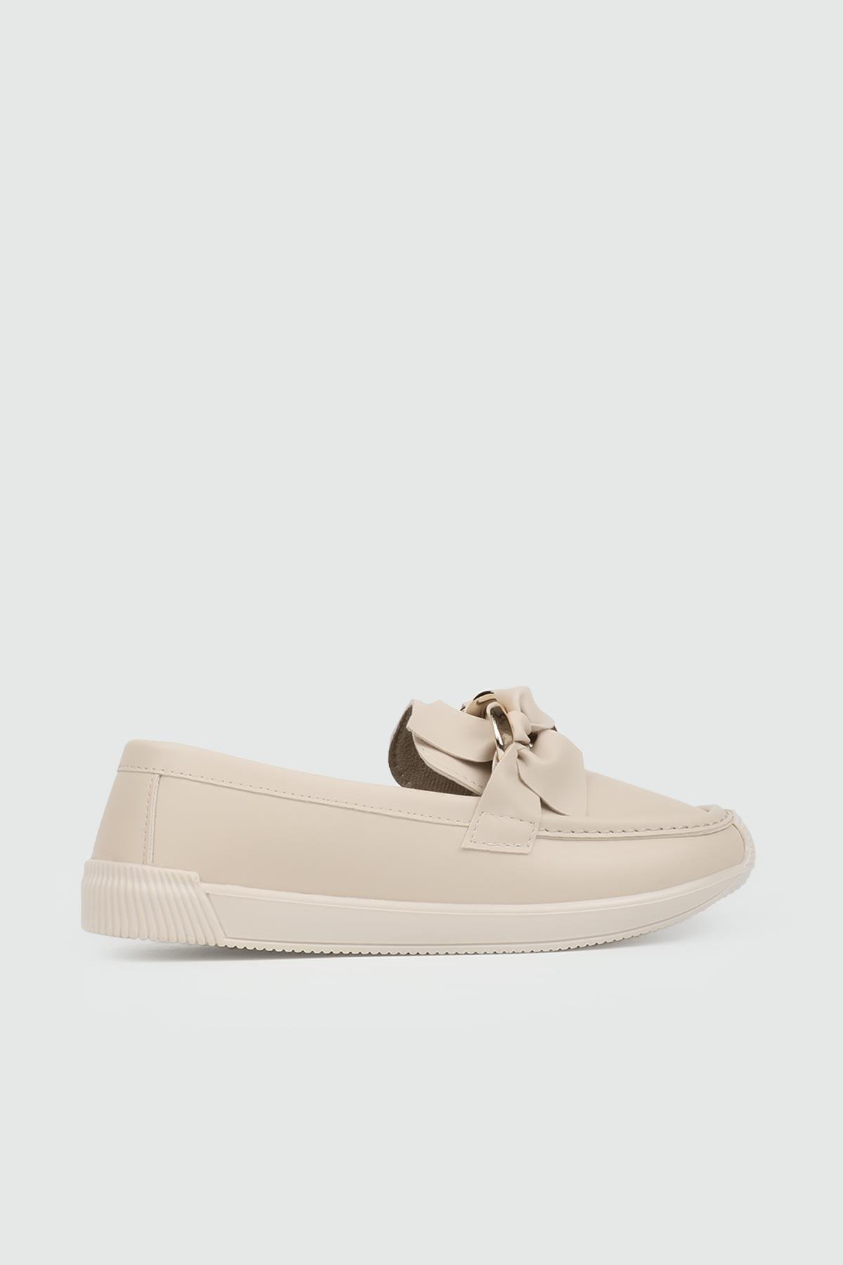 Tokalı Üç Biyeli Bej Kadın Ayakkabı MH-057 Kadın Günlük Ayakkabı MyBella MY BELLA MH-057 Kadın 24Y