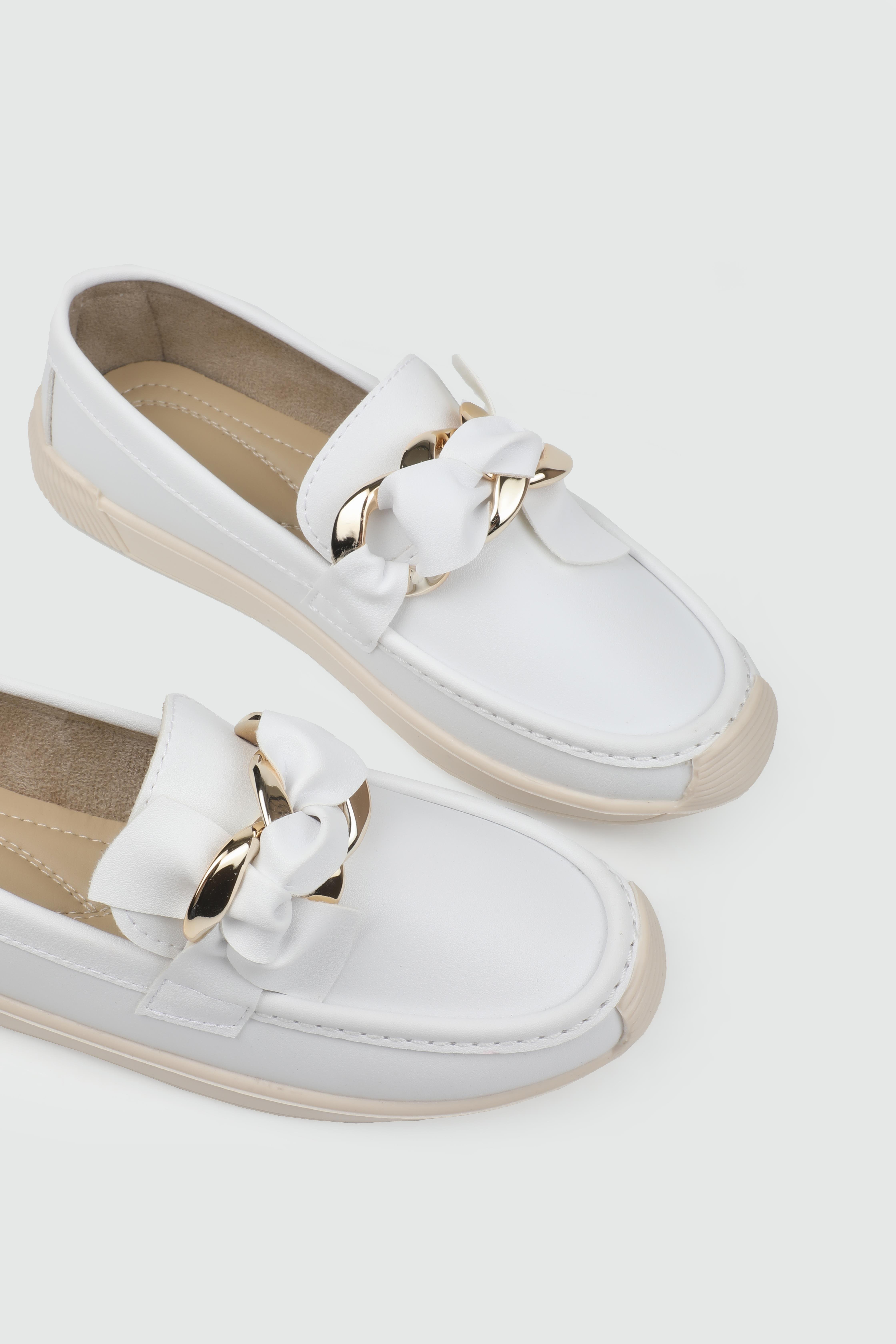 Tokalı Üç Biyeli Beyaz Kadın Ayakkabı MH-057 Kadın Günlük Ayakkabı MyBella MY BELLA MH-057 Kadın 24Y