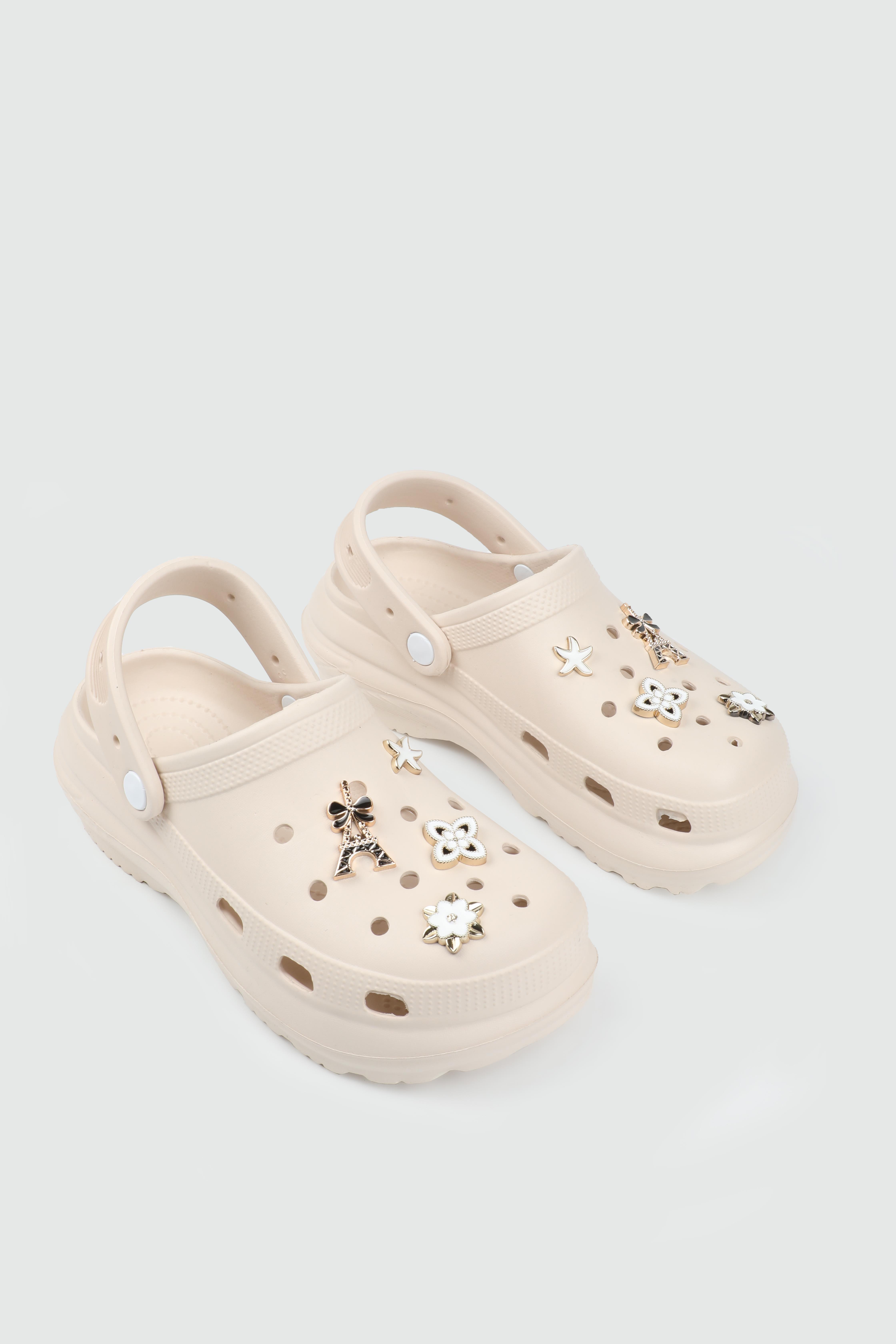 Tokalı Yüksek Taban Ekru Günlük Rahat TWİNGO 210 Kadın Crocs Terlik Twingo TWİNGO 25Y 210 GAR TAŞLI