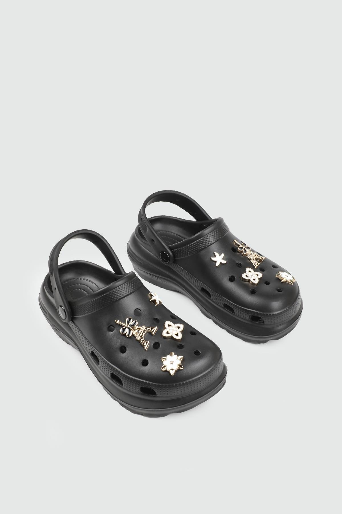 Tokalı Yüksek Taban Siyah Günlük Rahat TWİNGO 210 Kadın Crocs Terlik Twingo TWİNGO 25Y 210 GAR TAŞLI