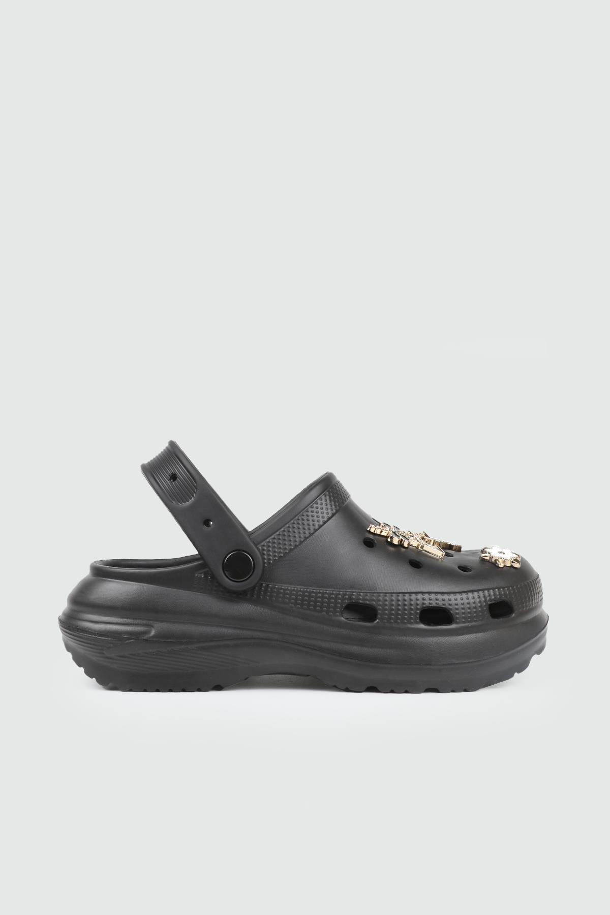 Tokalı Yüksek Taban Siyah Günlük Rahat TWİNGO 210 Kadın Crocs Terlik Twingo TWİNGO 25Y 210 GAR TAŞLI