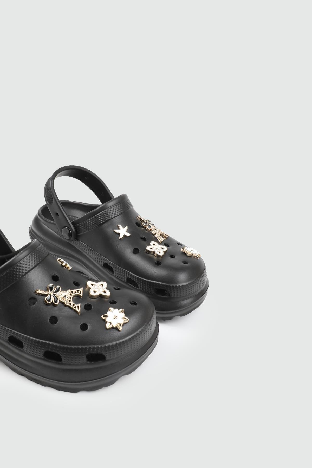 Tokalı Yüksek Taban Siyah Günlük Rahat TWİNGO 210 Kadın Crocs Terlik Twingo TWİNGO 25Y 210 GAR TAŞLI