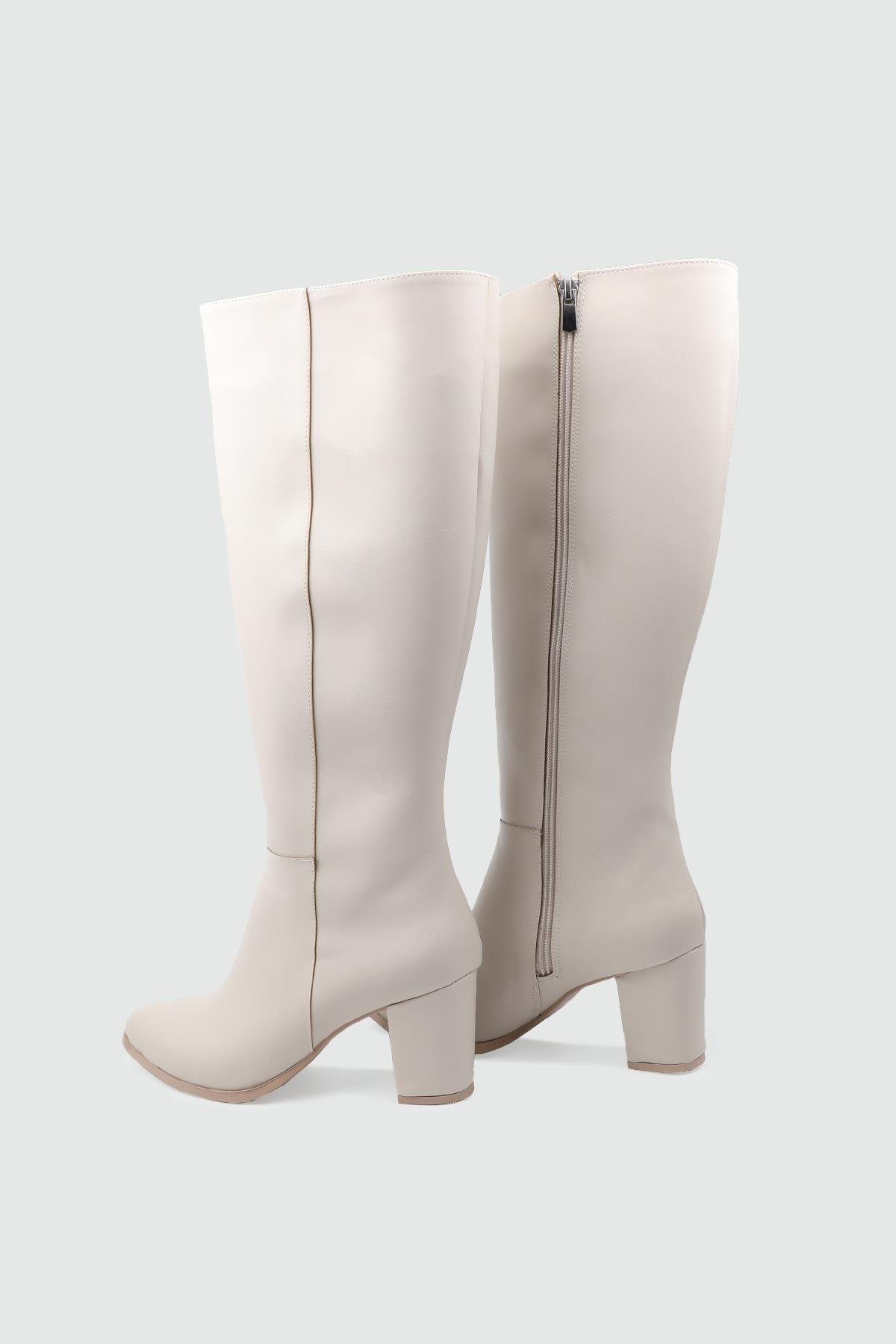 Topuklu Fermuarlı Çizme Bej Kadın Bot My Bella AMS-500 Kadın Günlük Conford Bot MY BELLA My Bella AMS-500 Kadın 25K