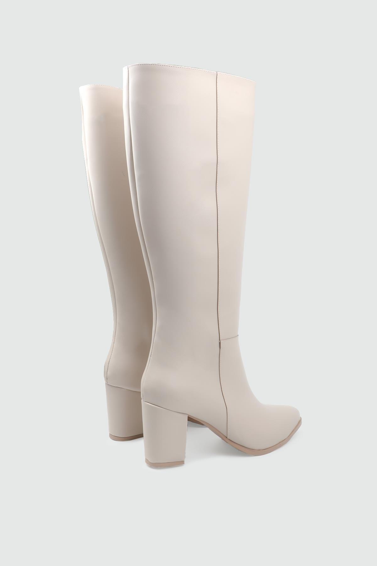 Topuklu Fermuarlı Çizme Bej Kadın Bot My Bella AMS-500 Kadın Günlük Conford Bot MY BELLA My Bella AMS-500 Kadın 25K