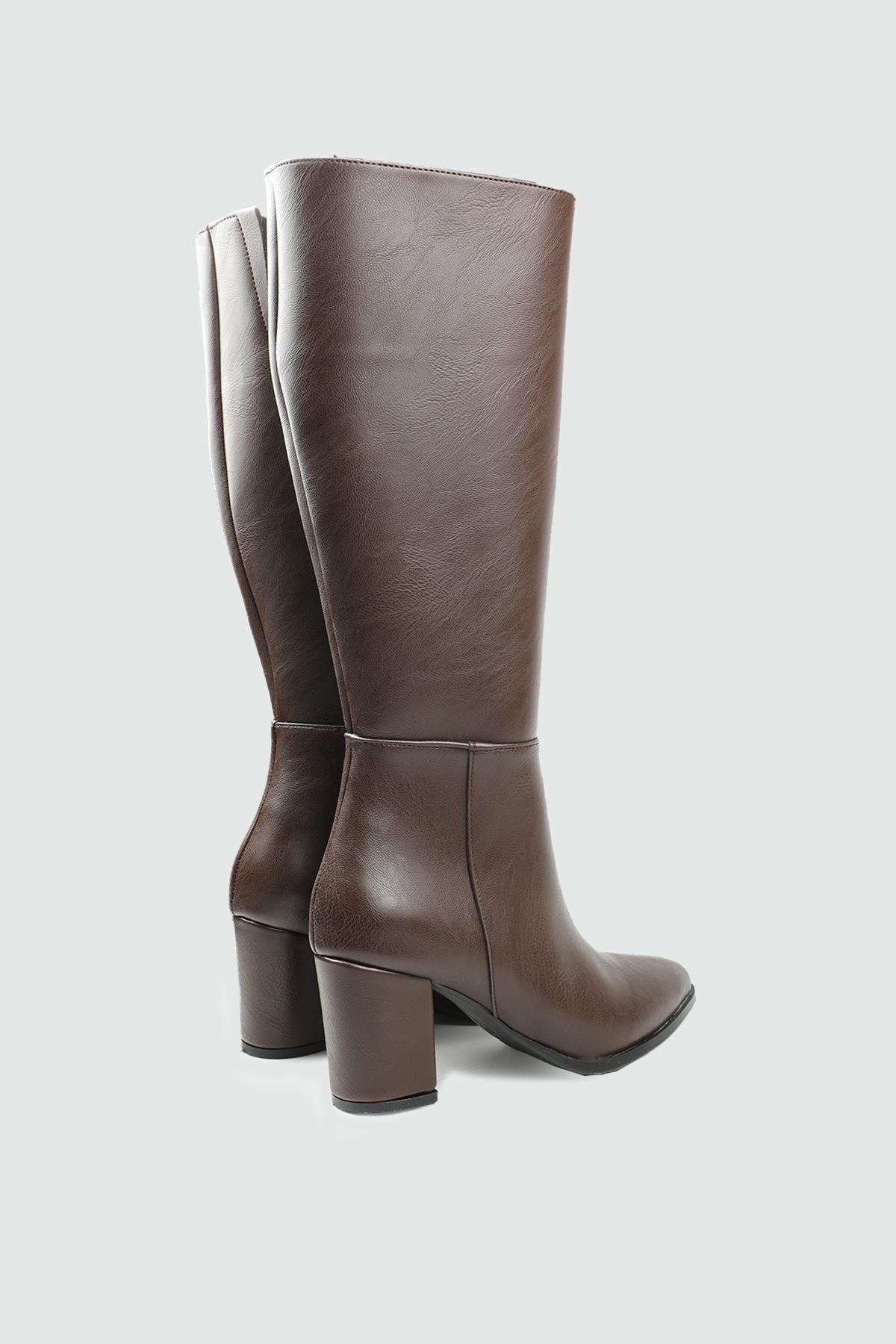 Topuklu Fermuarlı Çizme Kahve Kadın Çizme My Bella ZRD-1907 Kadın Günlük Conford Bot MY BELLA My Bella ZRD-1907 Kadın 25K