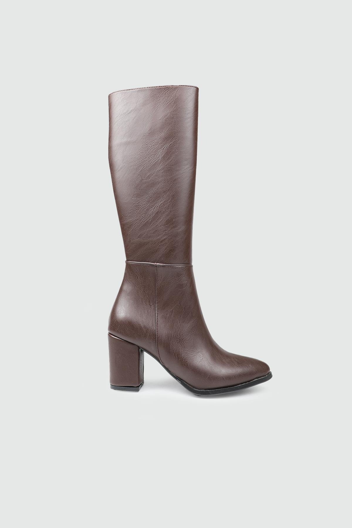 Topuklu Fermuarlı Çizme Kahve Kadın Çizme My Bella ZRD-1907 Kadın Günlük Conford Bot MY BELLA My Bella ZRD-1907 Kadın 25K