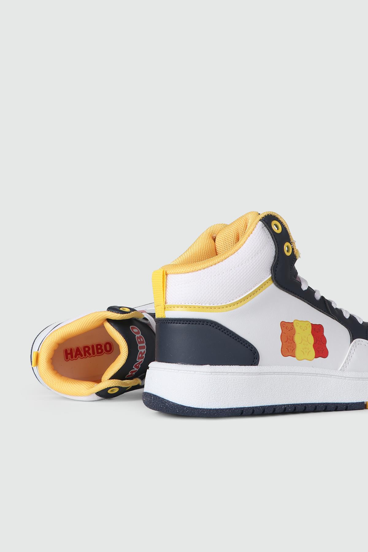 Yüksek Boğazlı Bağcıklı Beyaz Laci Çocuk Spor Ayakkabı HARİBO 03 Çocuk Günlük Spor Ayakkabı Cool HARİBO 03 UZUN FLT 24Y