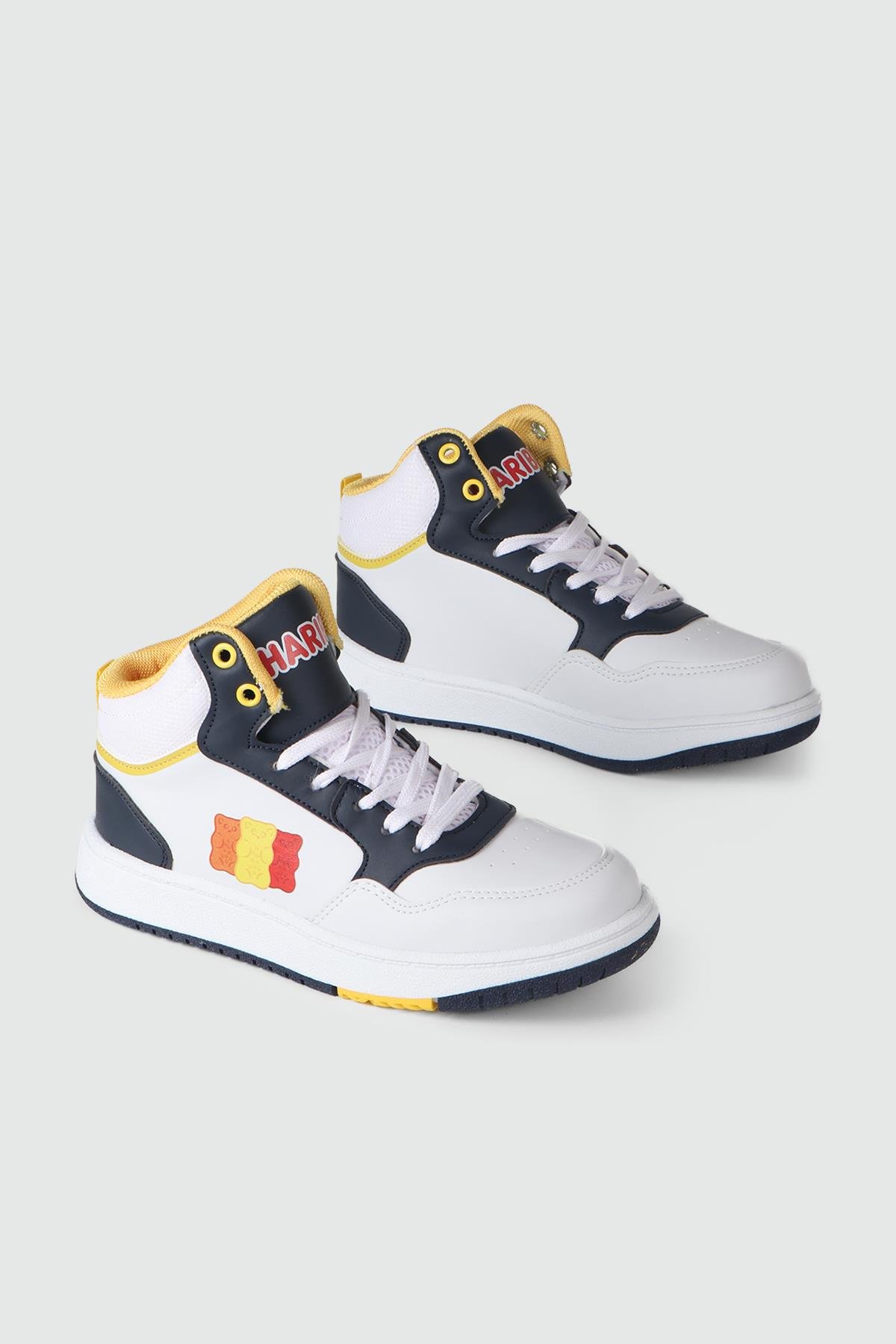 Yüksek Boğazlı Bağcıklı Beyaz Laci Çocuk Spor Ayakkabı HARİBO 03 Çocuk Günlük Spor Ayakkabı Cool HARİBO 03 UZUN FLT 24Y