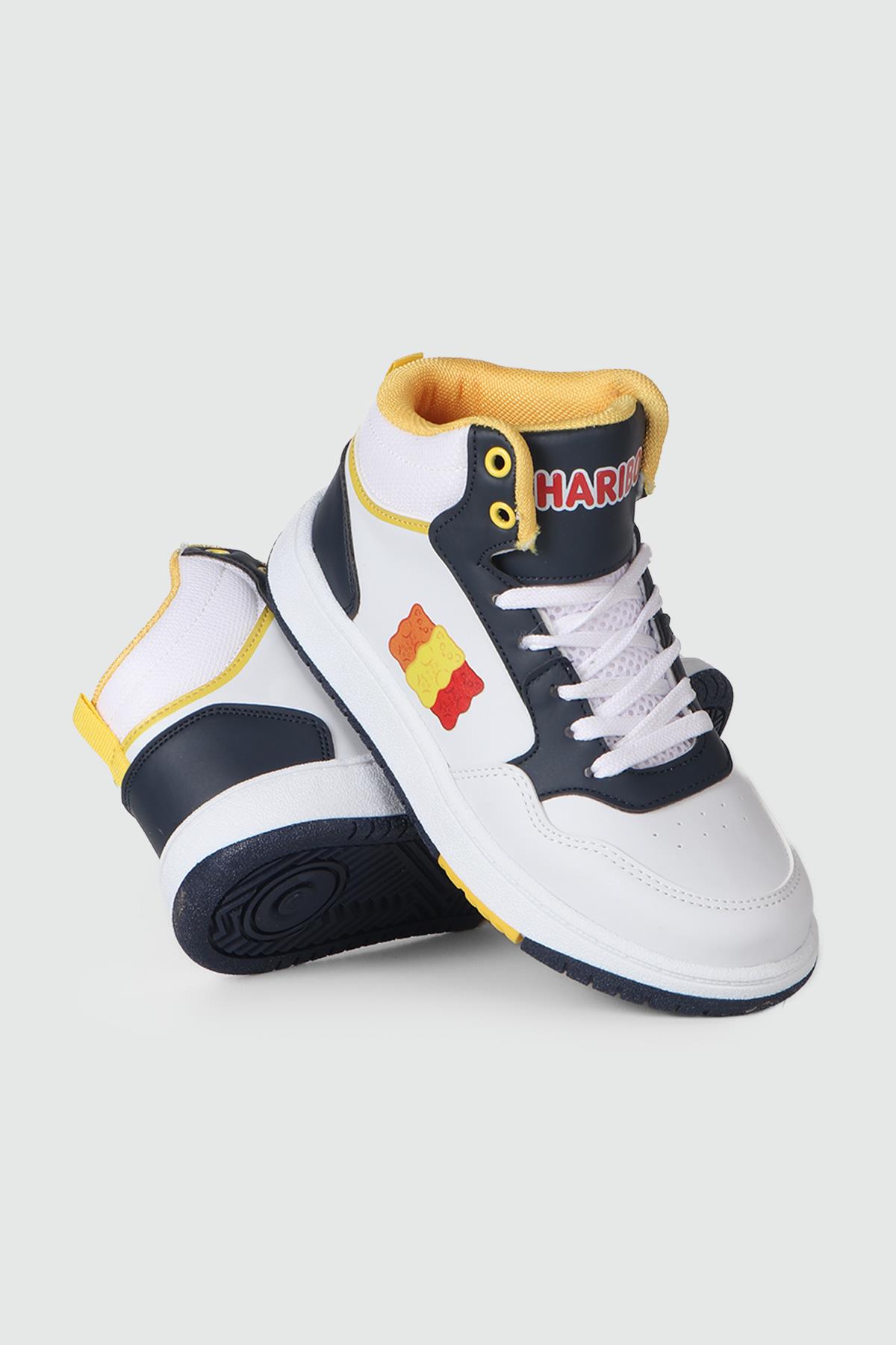 Yüksek Boğazlı Bağcıklı Beyaz Laci Çocuk Spor Ayakkabı HARİBO 03 Çocuk Günlük Spor Ayakkabı Cool HARİBO 03 UZUN FLT 24Y