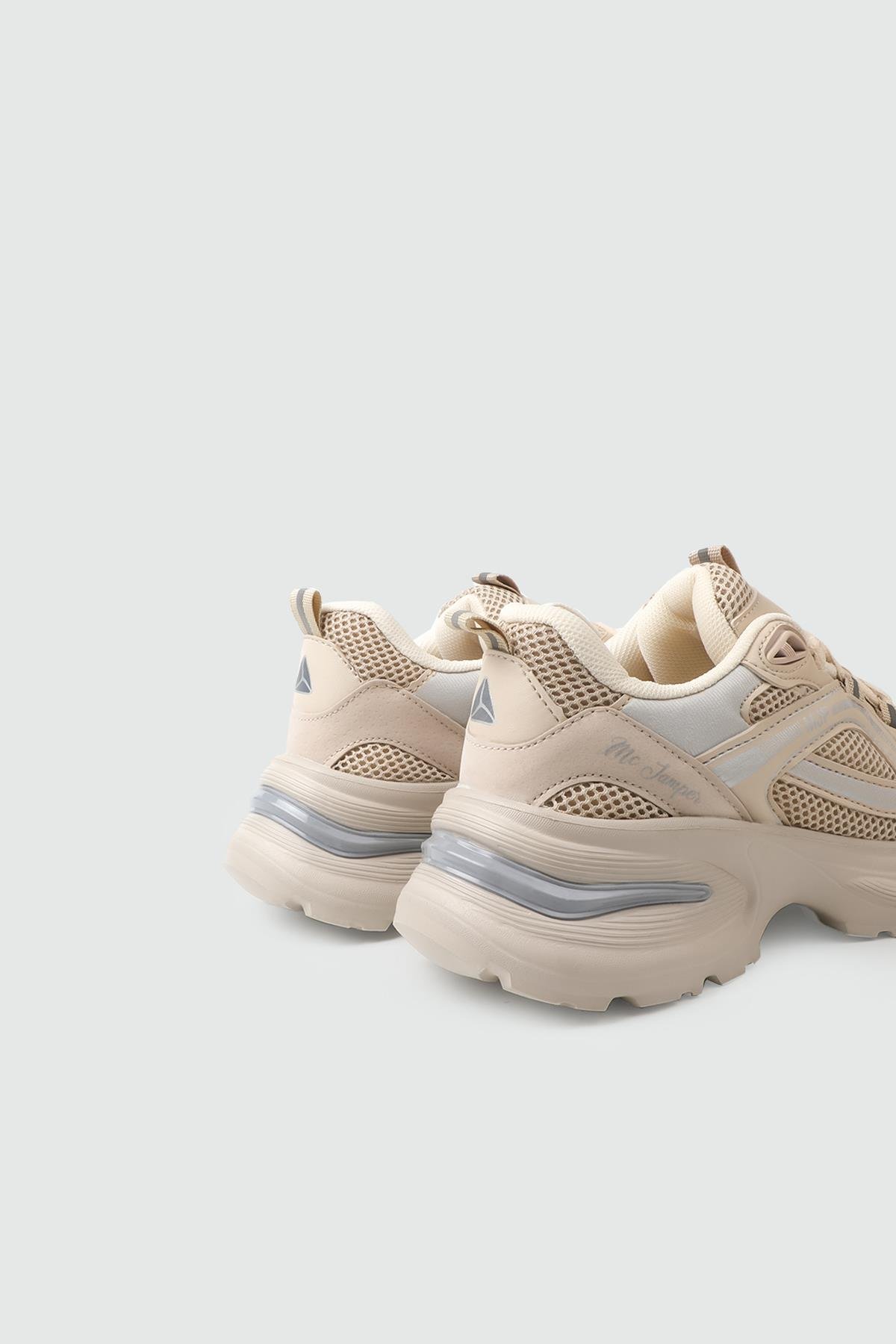 Yüksek Taban Bağcıklı Bej Kadın Spor Ayakkabı MC JAMPER 2323 Kadın Günlük Spor Ayakkabı Jamper MC JAMPER 25Y 2323 ZEN SPOR
