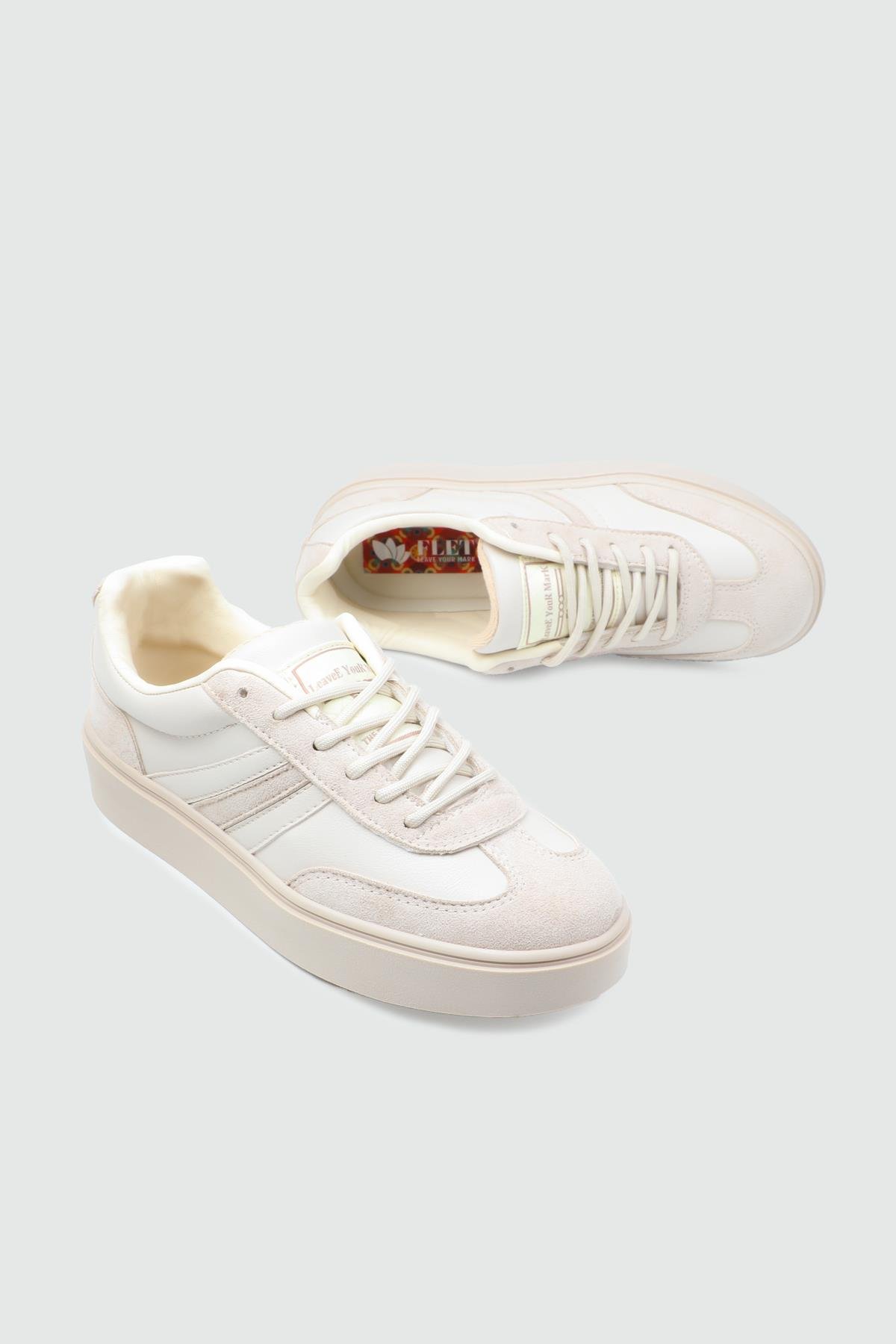 Yüksek Tabanlı Rahat Nefes Alır Bej Kadın Spor Ayakkabı 110 Kadın Günlük Spor Ayakkabı FLET FLET 357 CİLT KADIN 25K