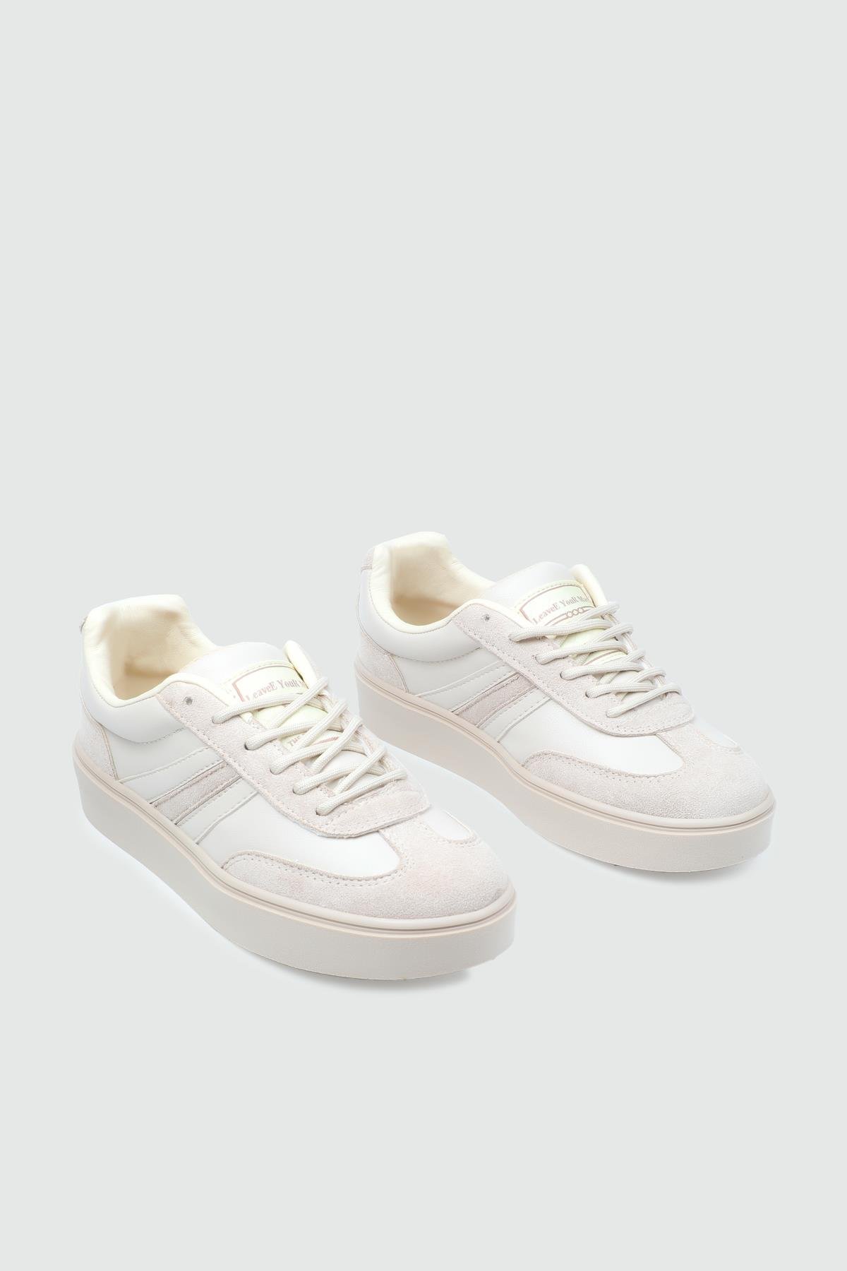 Yüksek Tabanlı Rahat Nefes Alır Bej Kadın Spor Ayakkabı 110 Kadın Günlük Spor Ayakkabı FLET FLET 357 CİLT KADIN 25K