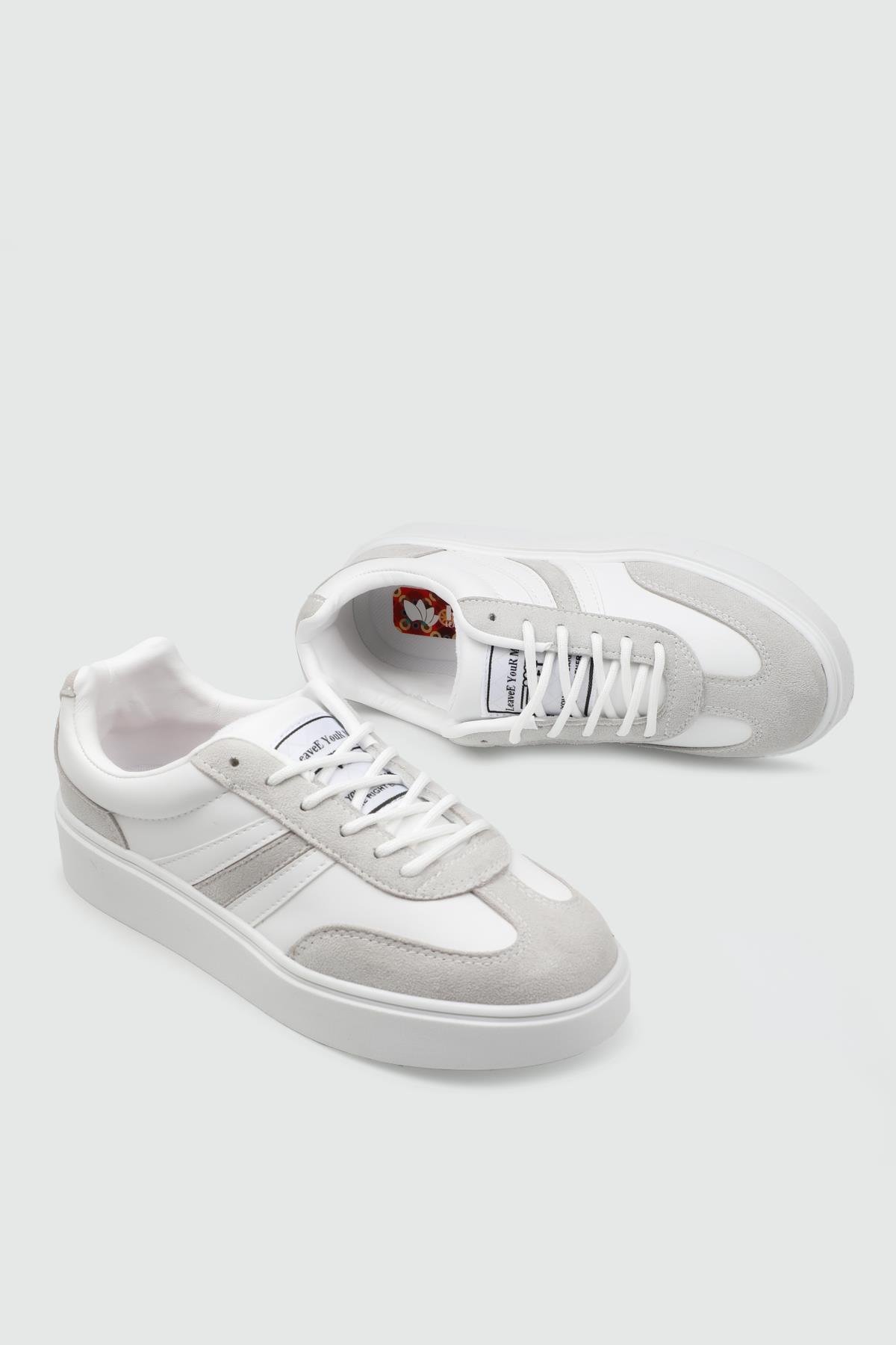 Yüksek Tabanlı Rahat Nefes Alır Beyaz Beyaz Kadın Spor Ayakkabı 110 Kadın Günlük Spor Ayakkabı FLET FLET 357 CİLT KADIN 25K