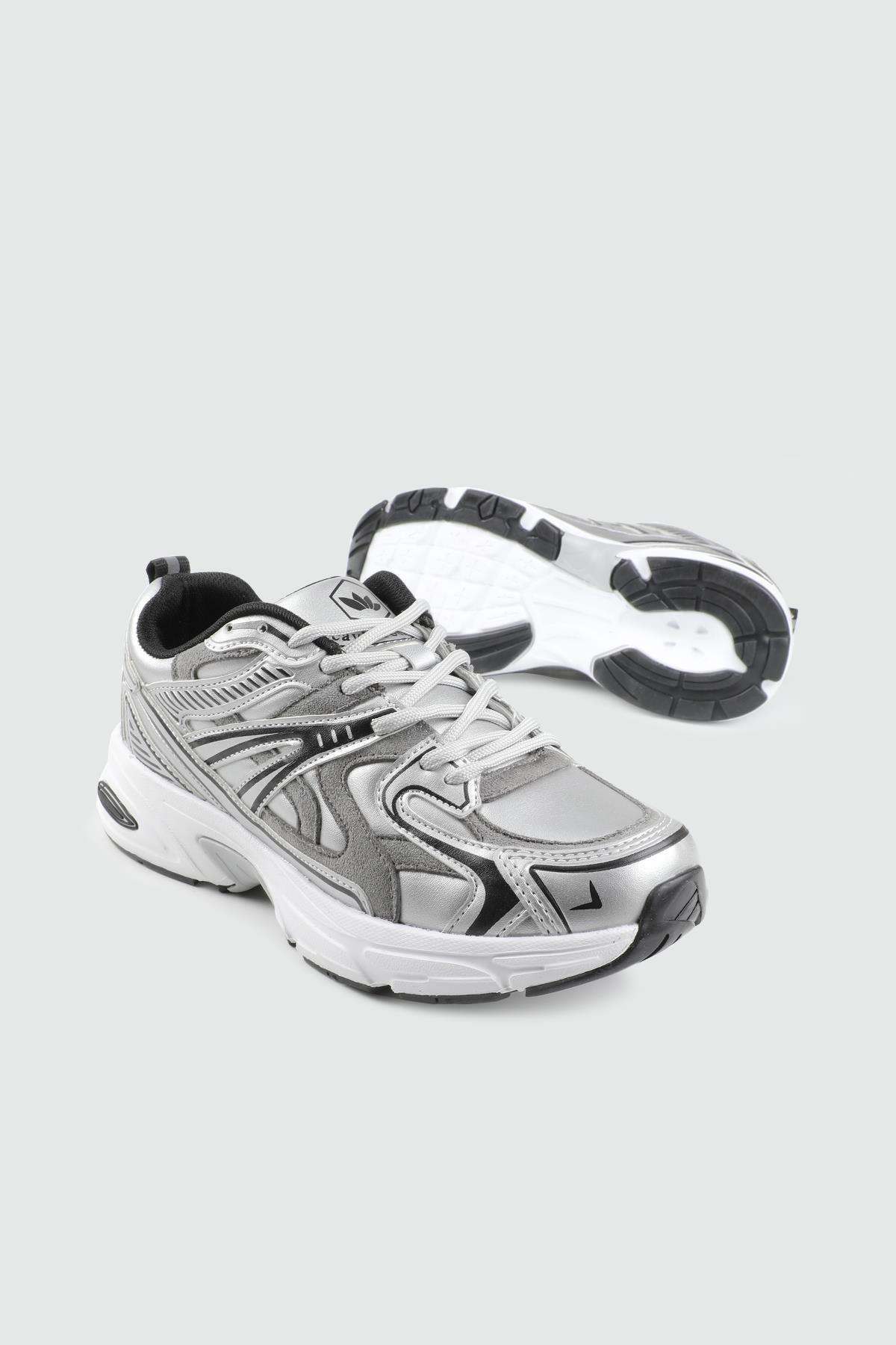 Yüksek Tabanlı Rahat Nefes Alır Gümüş Kadın Spor Ayakkabı FLET 359 CİLT KADIN 25K Kadın Günlük Spor Ayakkabı FLET FLET 359 CİLT KADIN 25K
